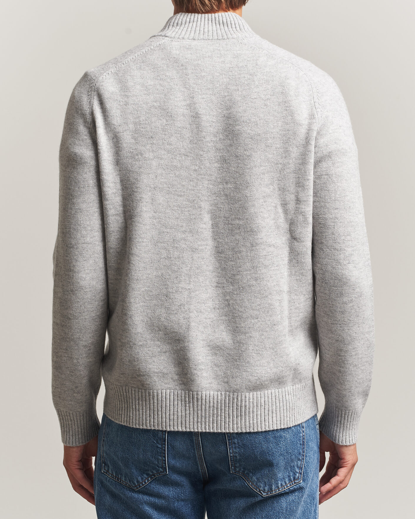 Heren | Truien | Morris | Hertford Lambswool Half Zip Grey