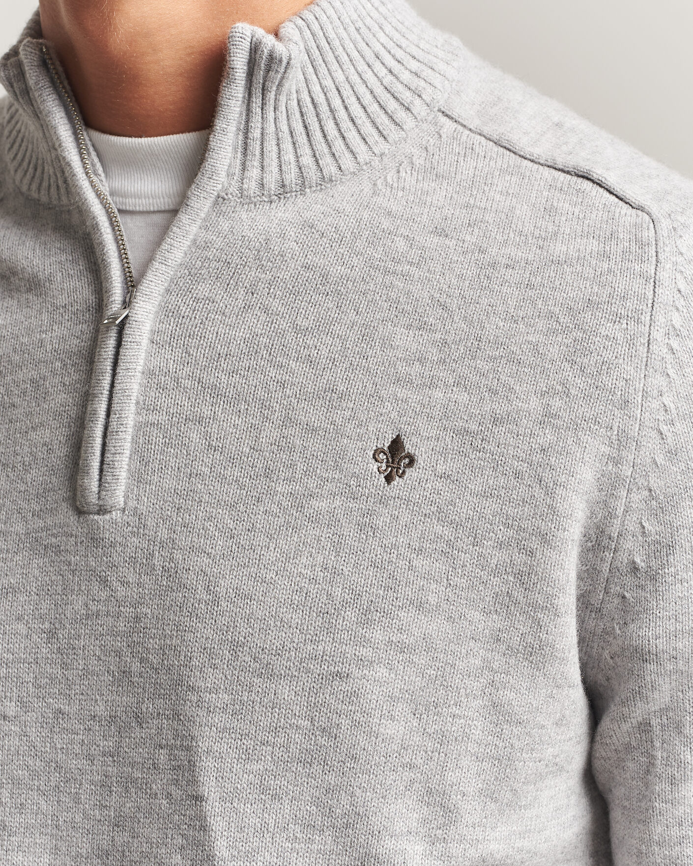 Heren | Truien | Morris | Hertford Lambswool Half Zip Grey