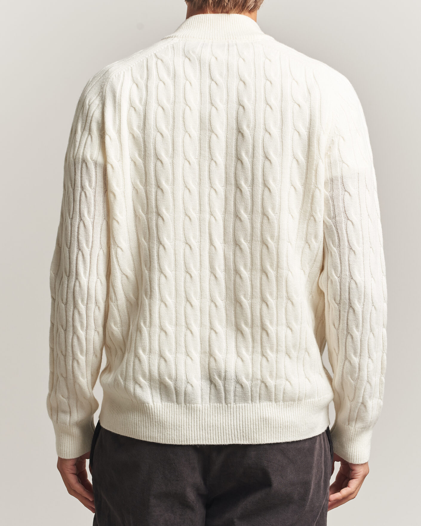 Heren | Truien | Morris | Hertford Cable Half Zip Off White