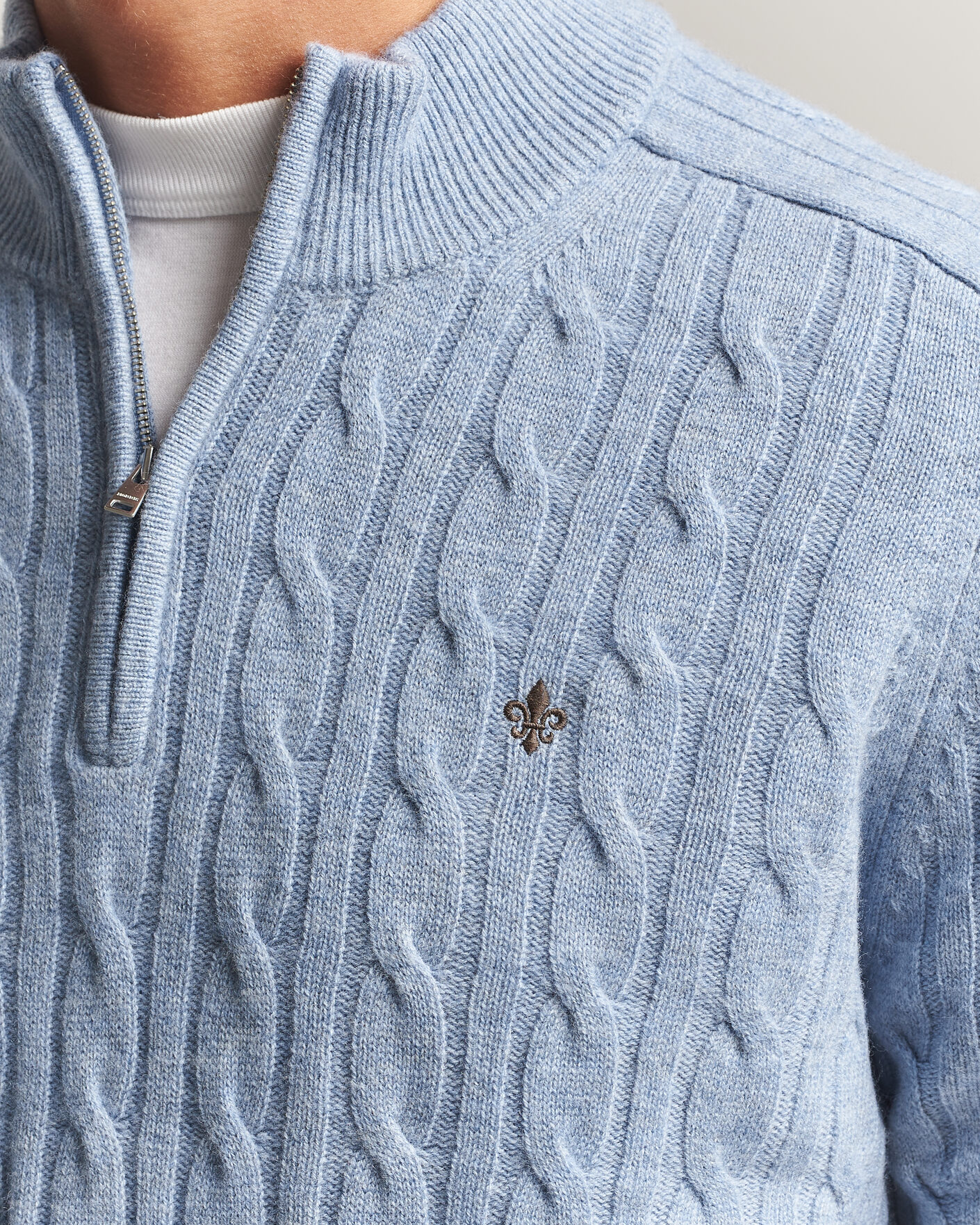 Heren | Truien | Morris | Hertford Cable Half Zip Blue