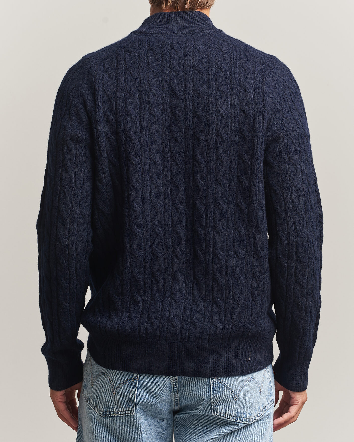 Heren | Truien | Morris | Hertford Cable Half Zip Navy