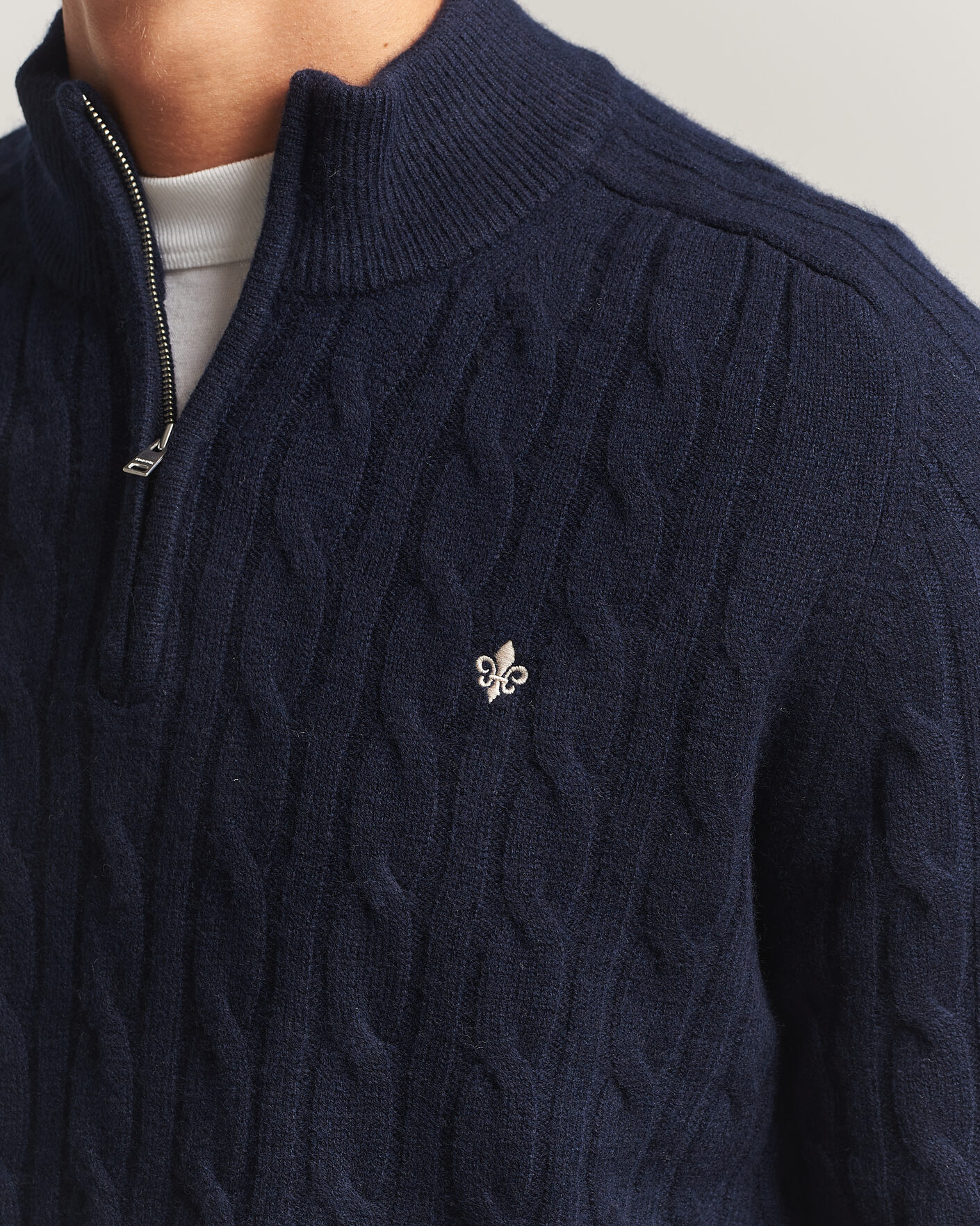 Heren | Truien | Morris | Hertford Cable Half Zip Navy