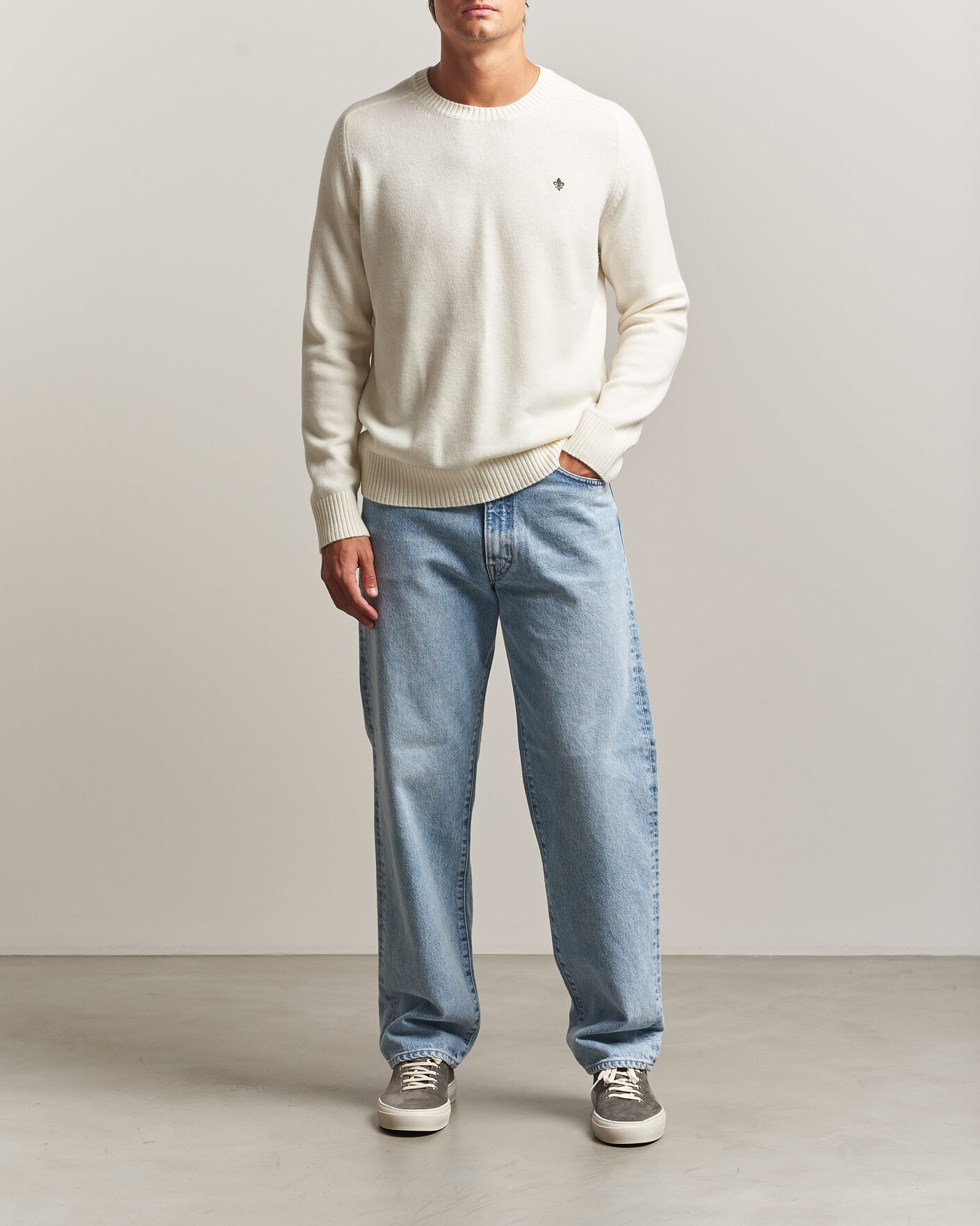 Heren | Truien | Morris | Hertford Lambswool Crew Neck Off White