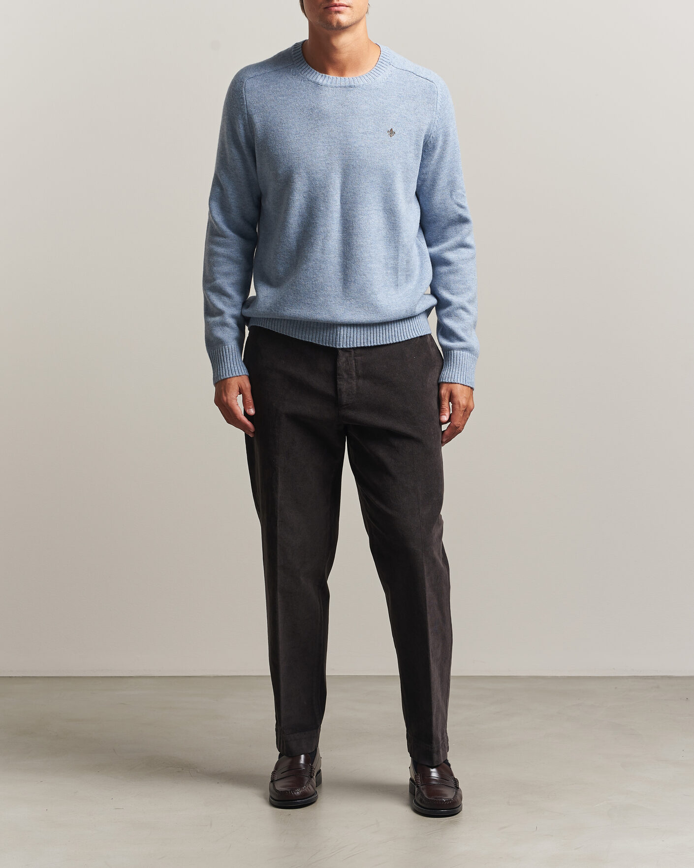 Heren | Truien | Morris | Hertford Lambswool Crew Neck Blue