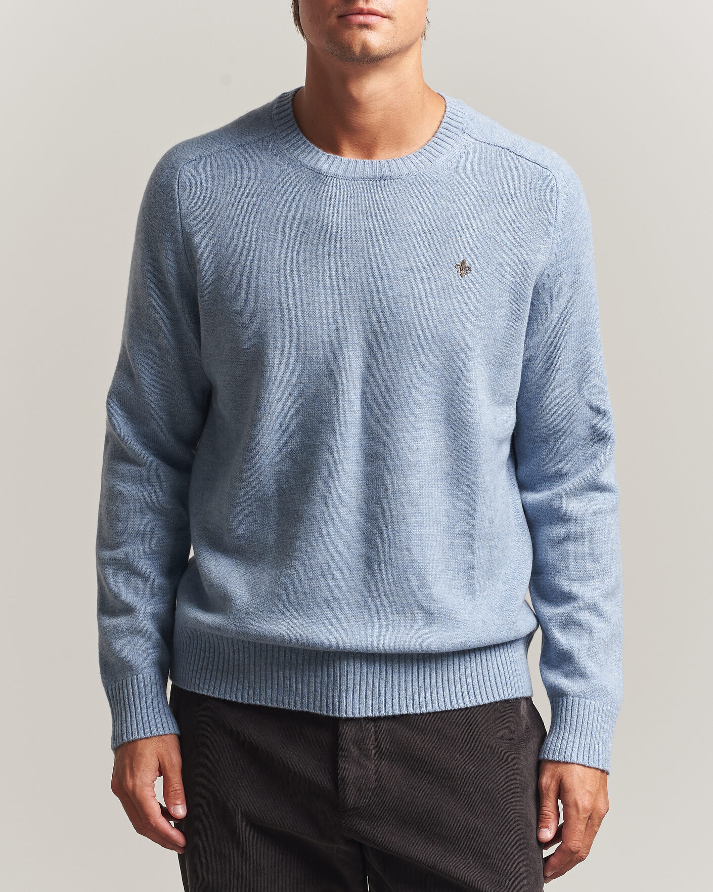 Heren | Truien | Morris | Hertford Lambswool Crew Neck Blue