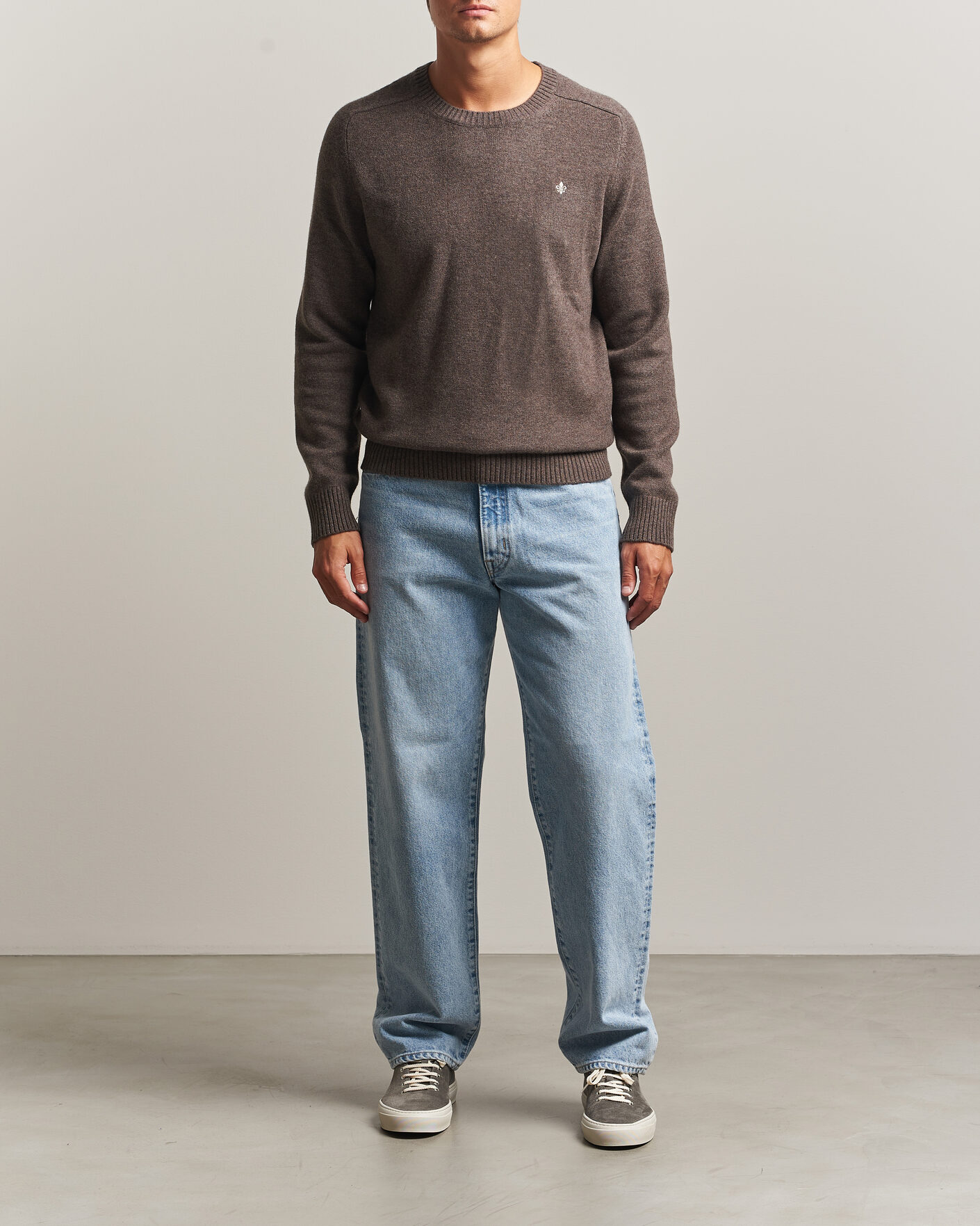 Heren | Truien | Morris | Hertford Lambswool Crew Neck Brown