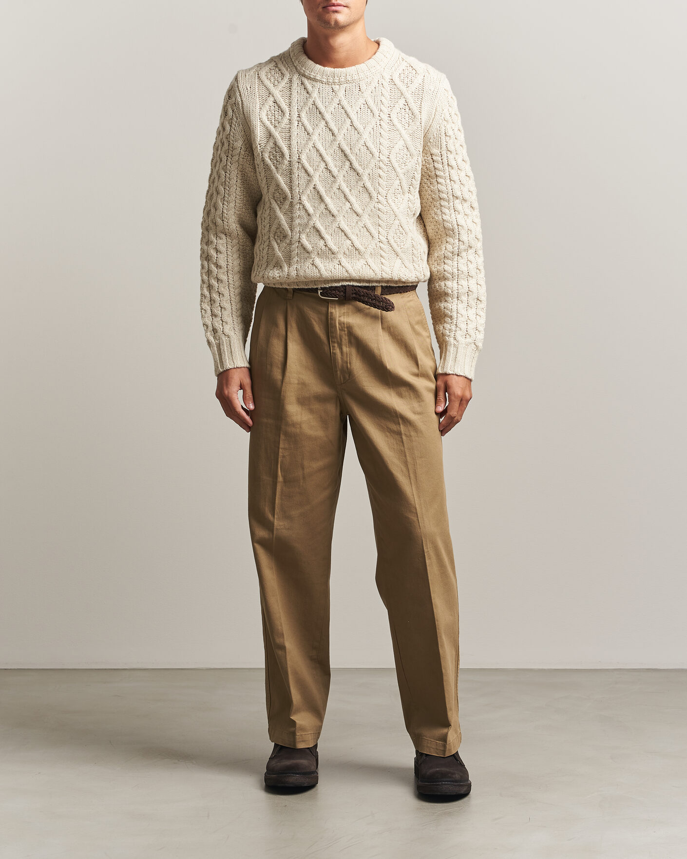 Heren | Truien | Morris | Ramsey Cable Sweater Off White