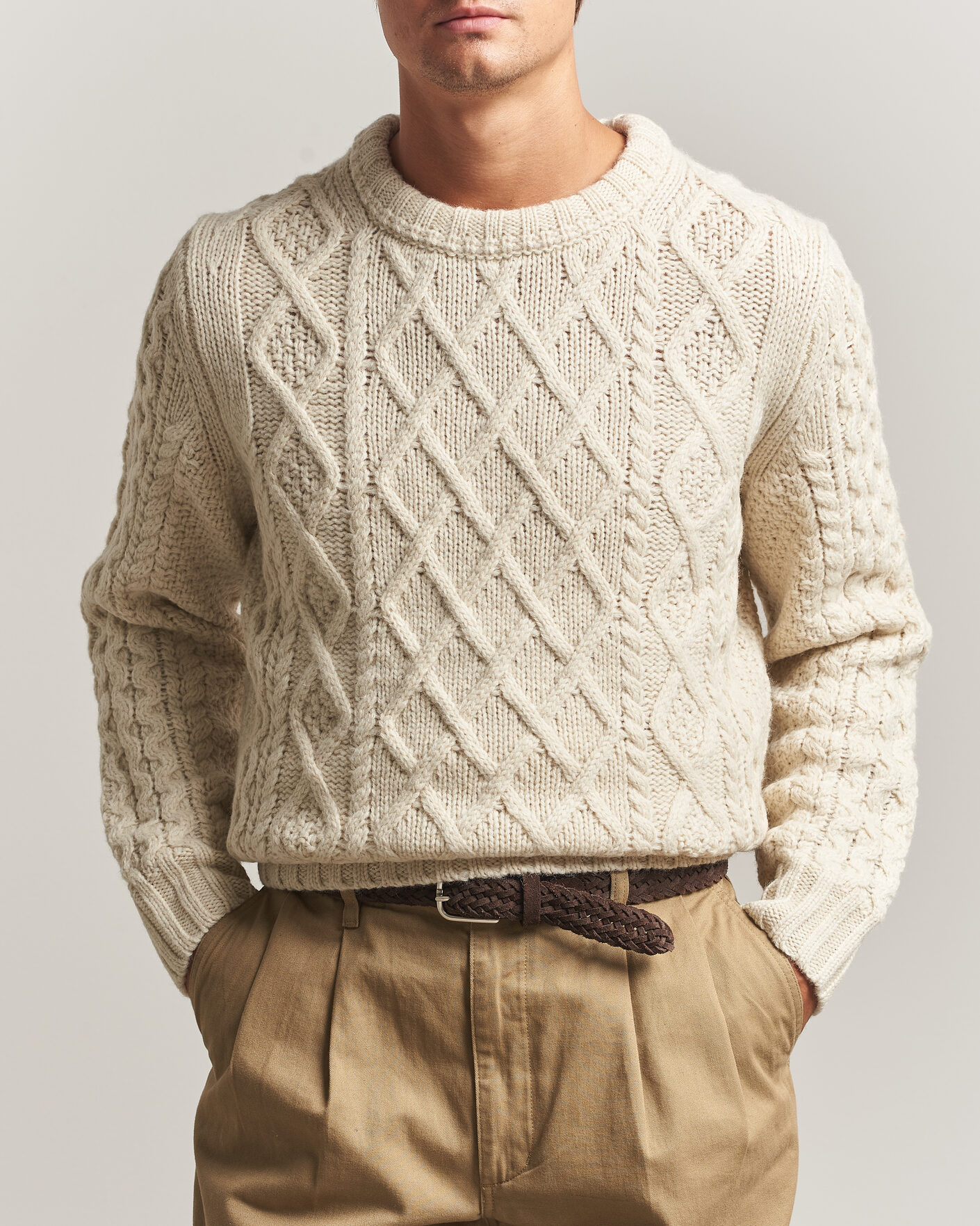 Heren | Truien | Morris | Ramsey Cable Sweater Off White