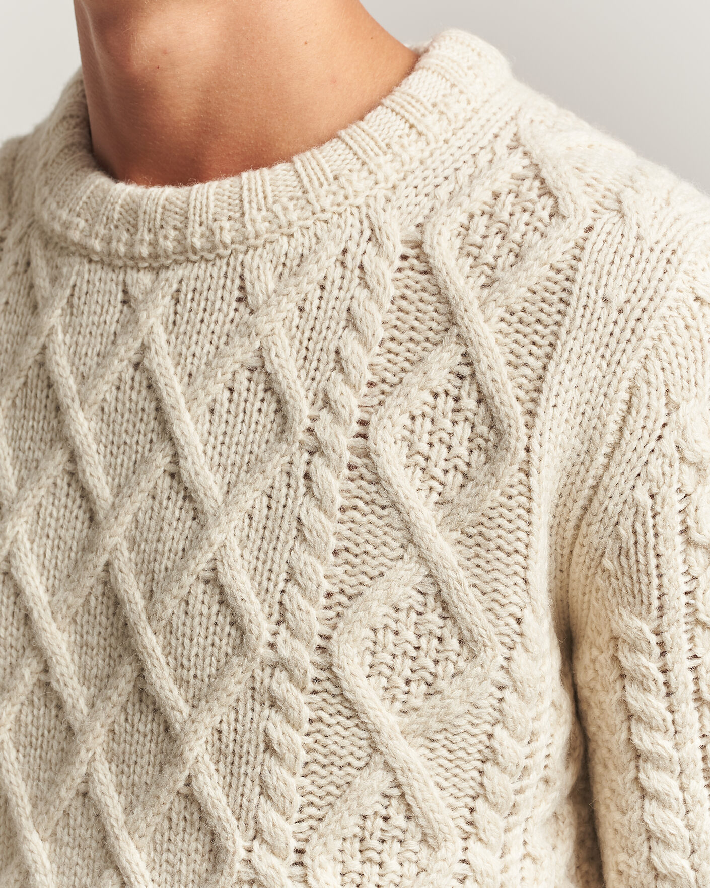 Heren | Truien | Morris | Ramsey Cable Sweater Off White