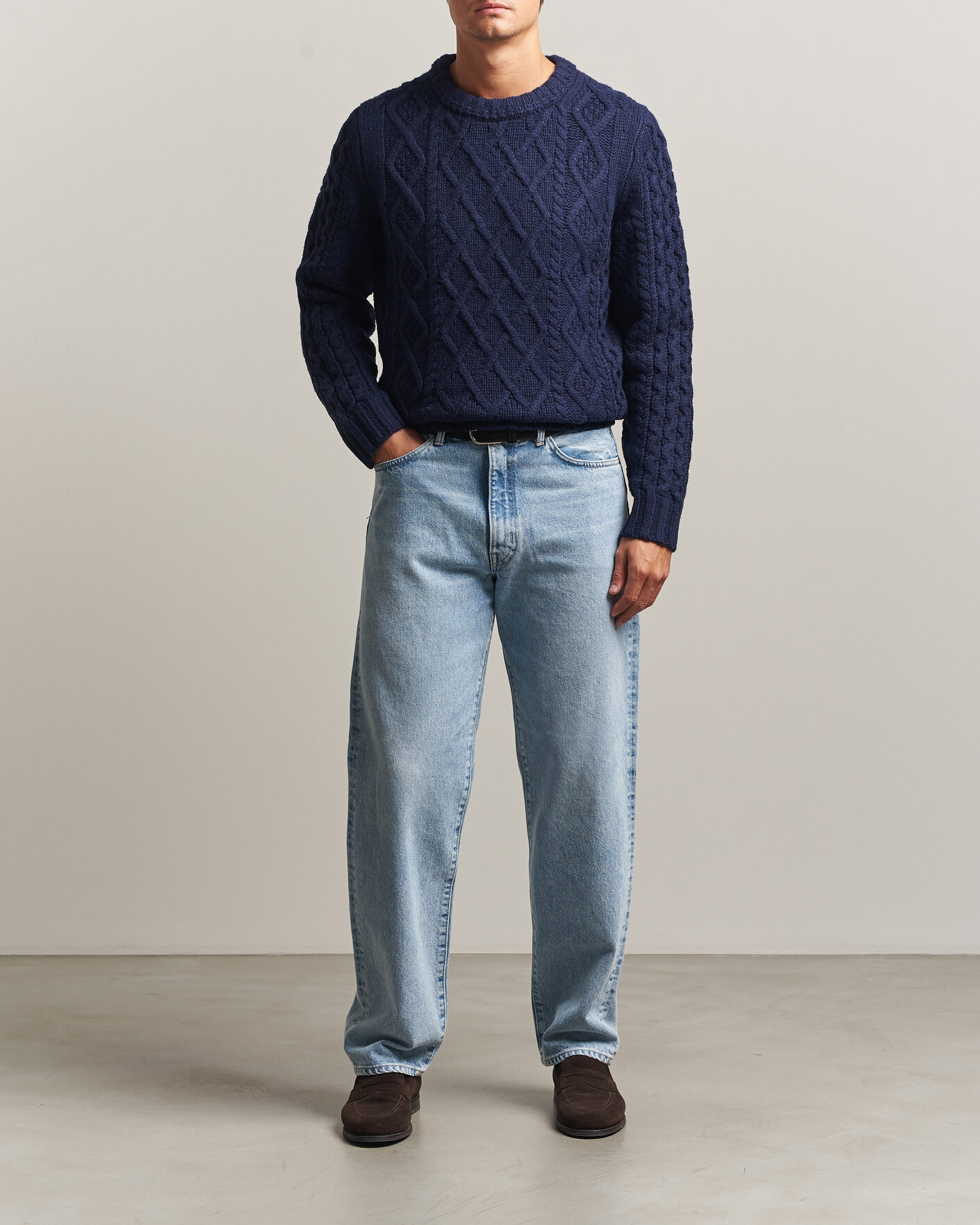 Heren | Truien | Morris | Ramsey Cable Sweater Navy