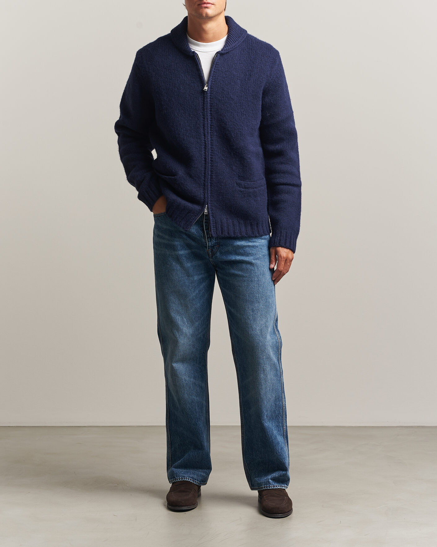 Heren | Truien | Morris | Boyd Zip Cardigan Navy