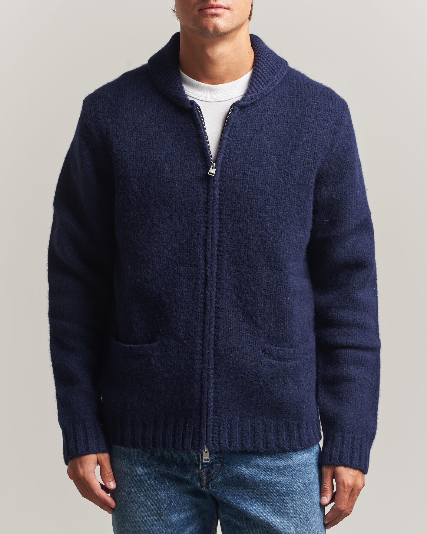 Heren | Truien | Morris | Boyd Zip Cardigan Navy