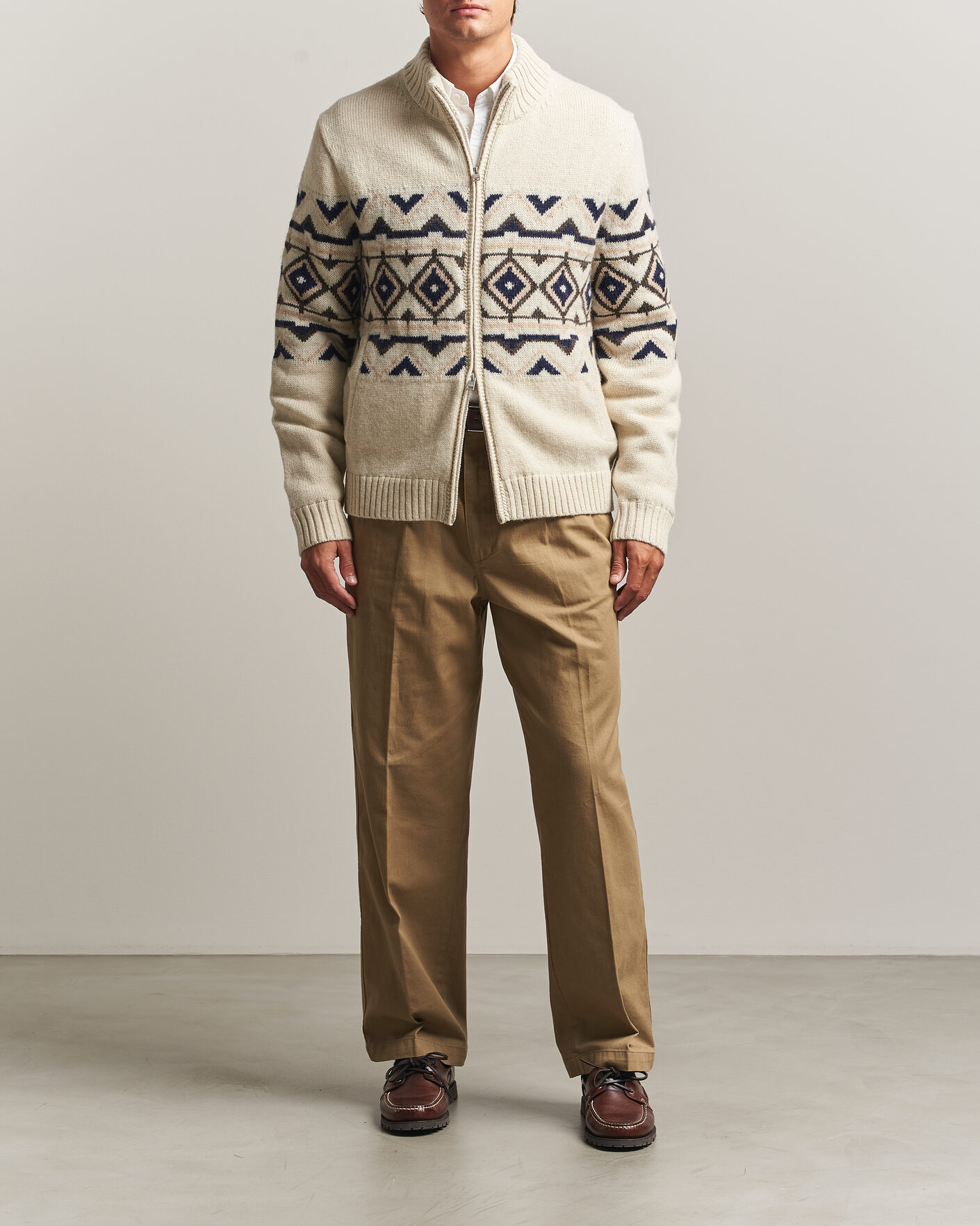 Heren | Truien | Morris | Hadley Zip Cardigan Off White
