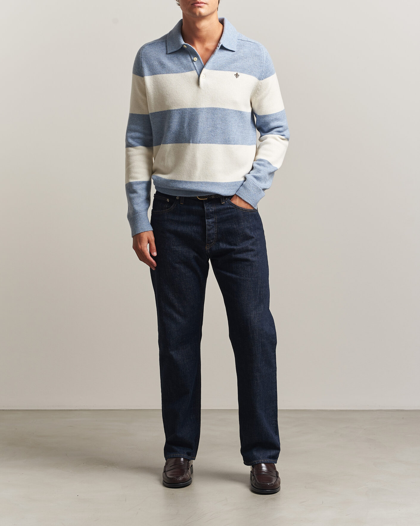 Heren | Truien | Morris | Hertford Knitted Polo Blue