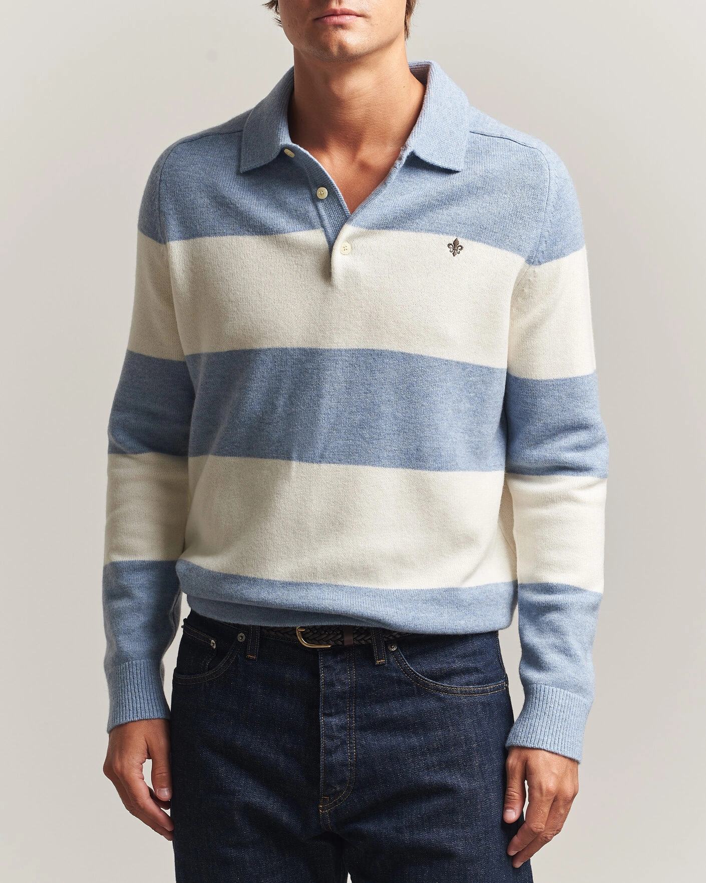 Heren | Truien | Morris | Hertford Knitted Polo Blue