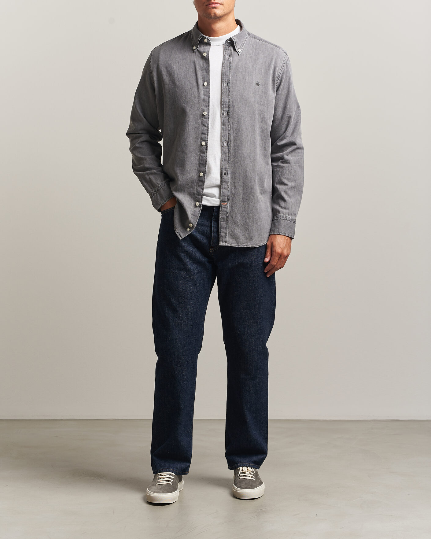 Heren | Overhemden | Morris | Light Denim Shirt Grey