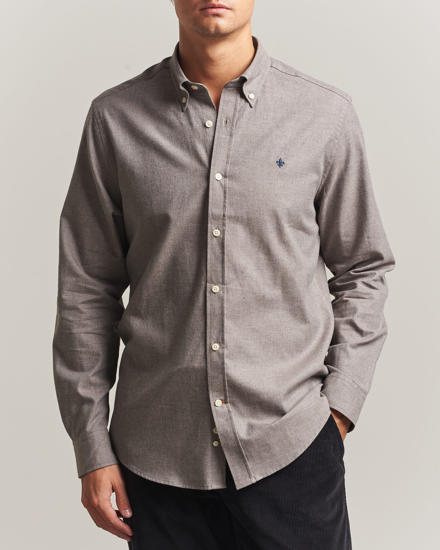 Heren | Overhemden | Morris | Watts Flannel Shirt Grey