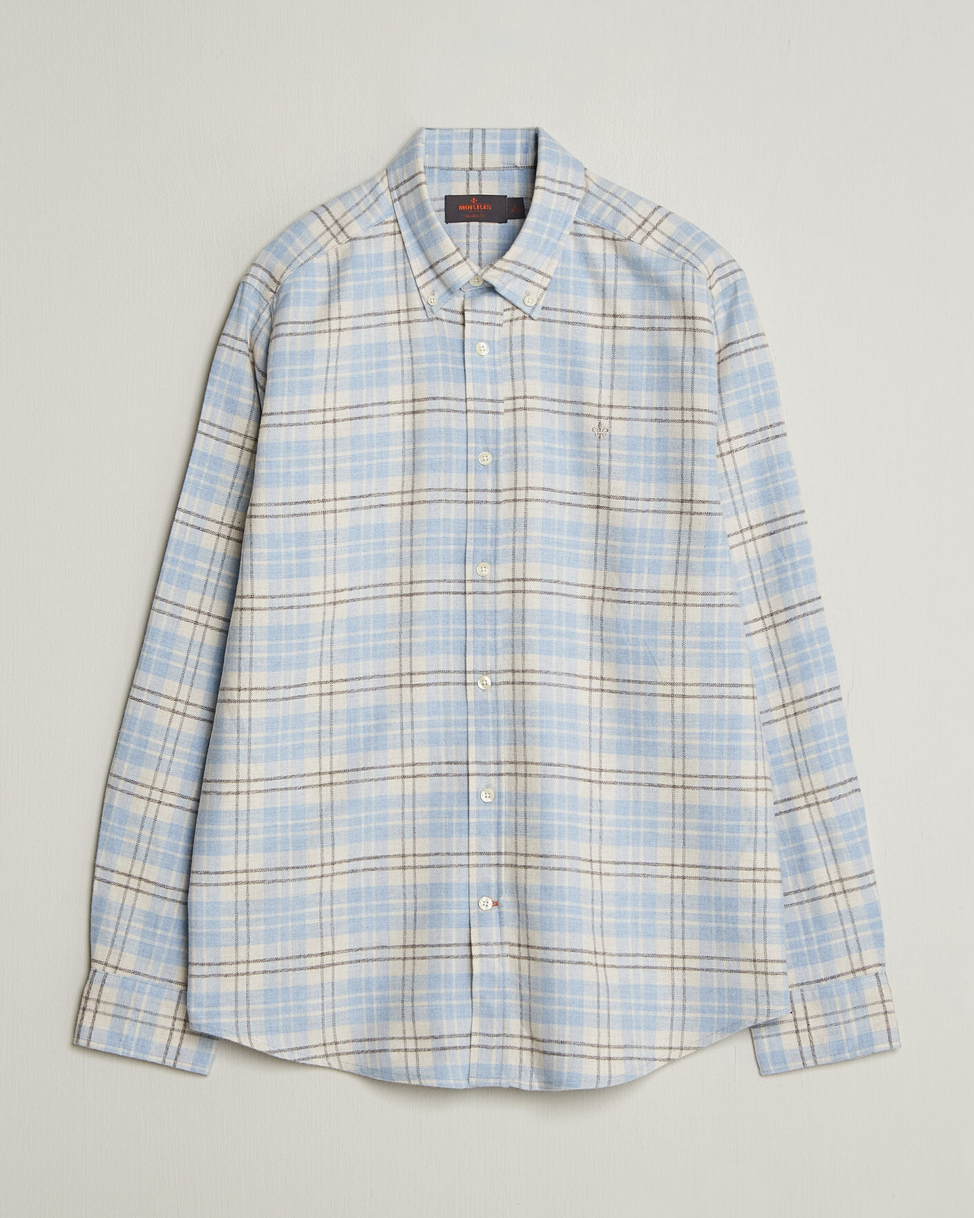 Heren | Overhemden | Morris | Flannel Mouliné Shirt Light Blue