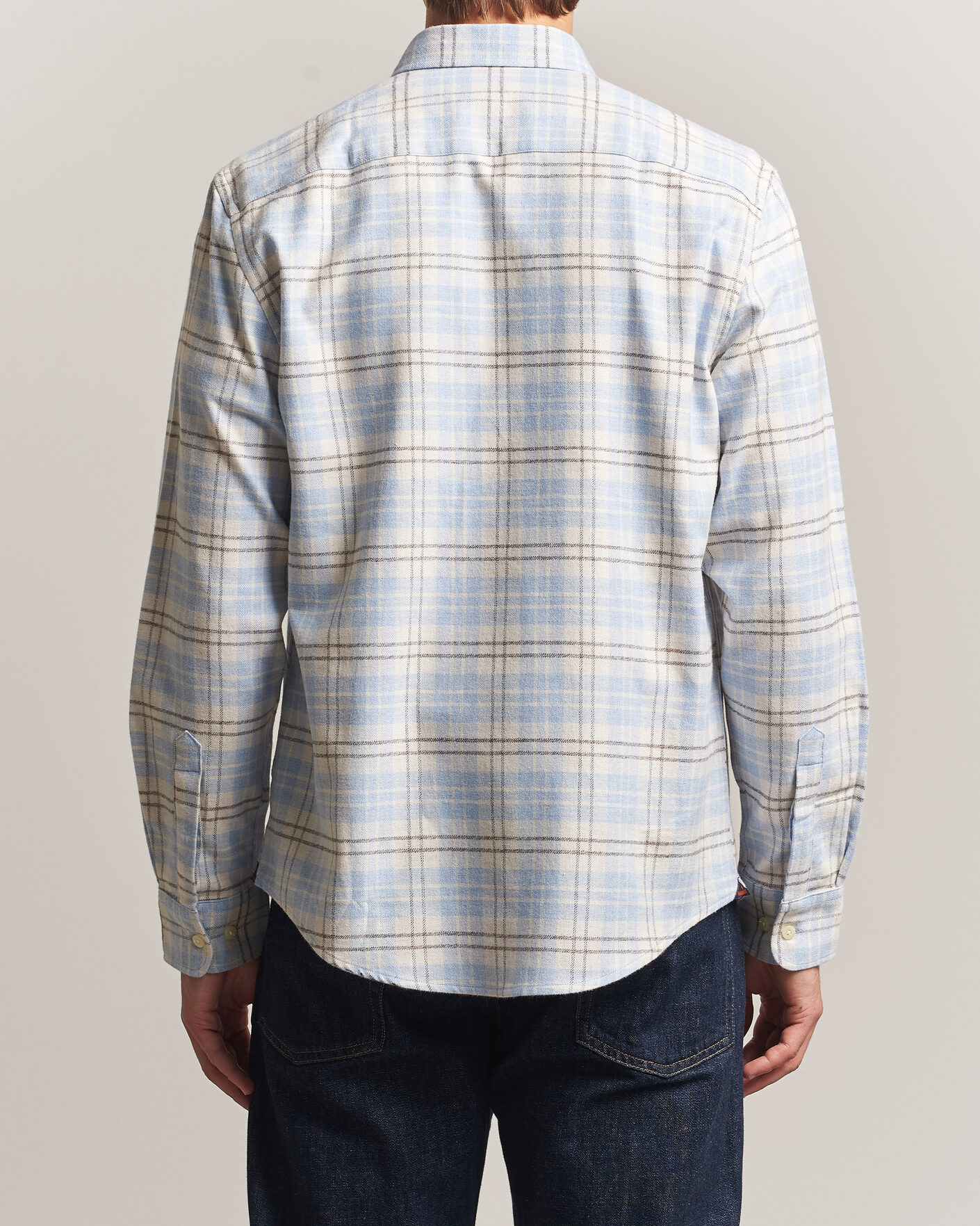 Heren | Overhemden | Morris | Flannel Mouliné Shirt Light Blue