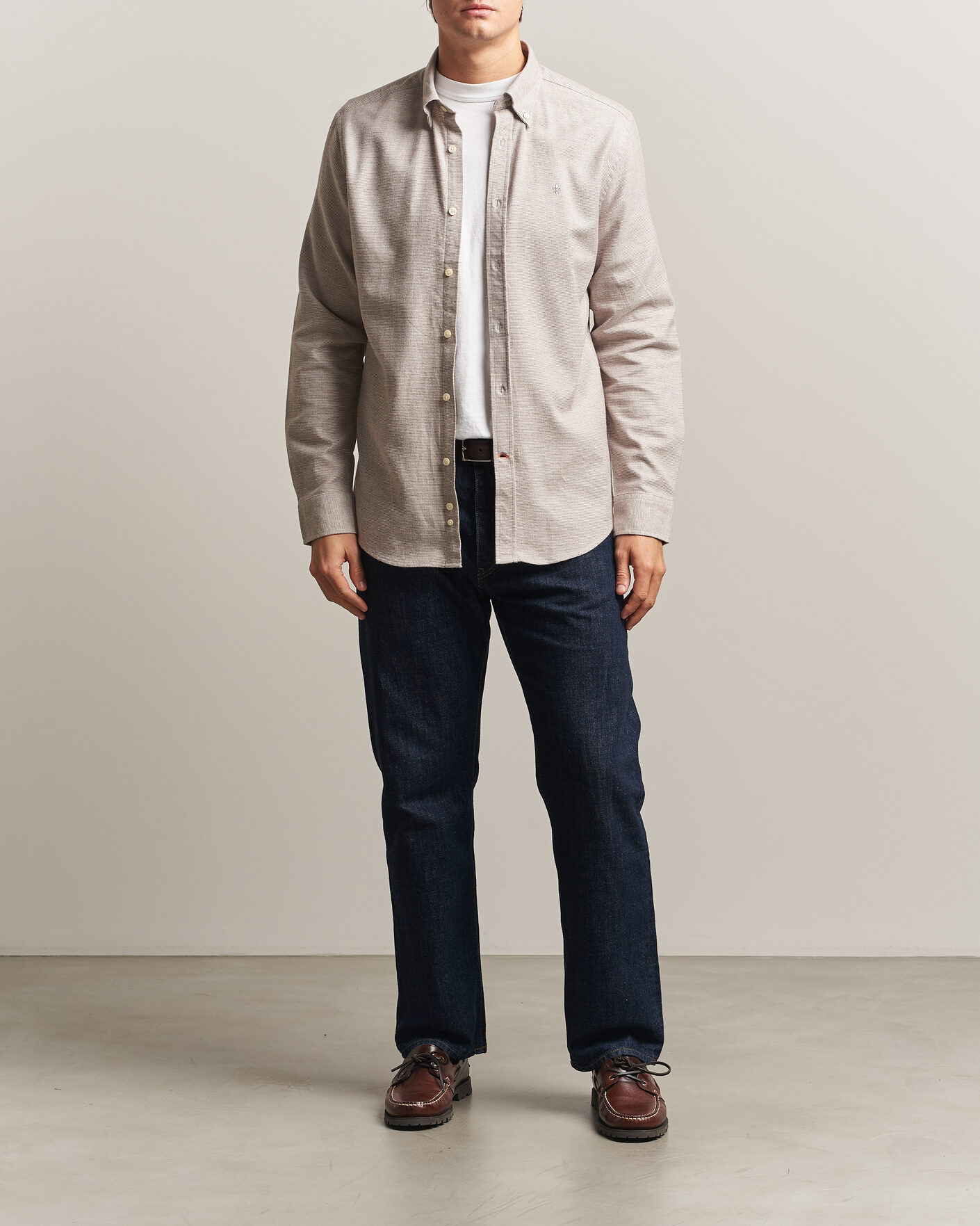 Heren | Overhemden | Morris | Flannel Check Shirt Khaki