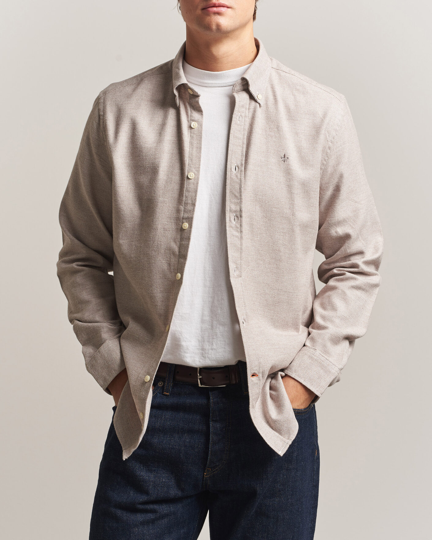 Heren | Overhemden | Morris | Flannel Check Shirt Khaki