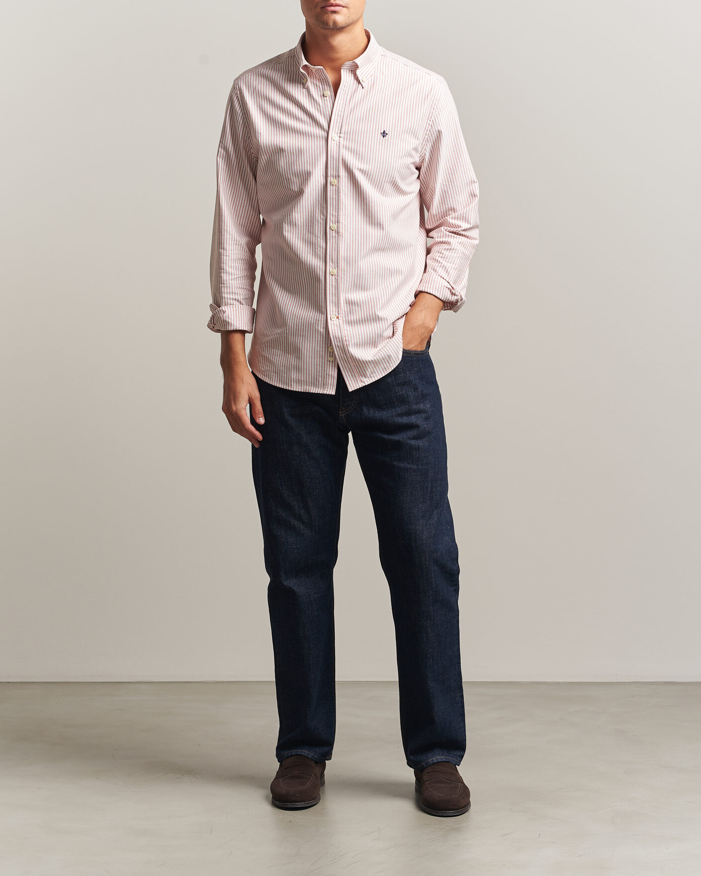Heren | Overhemden | Morris | Douglas Oxford Stripe Shirt Orange