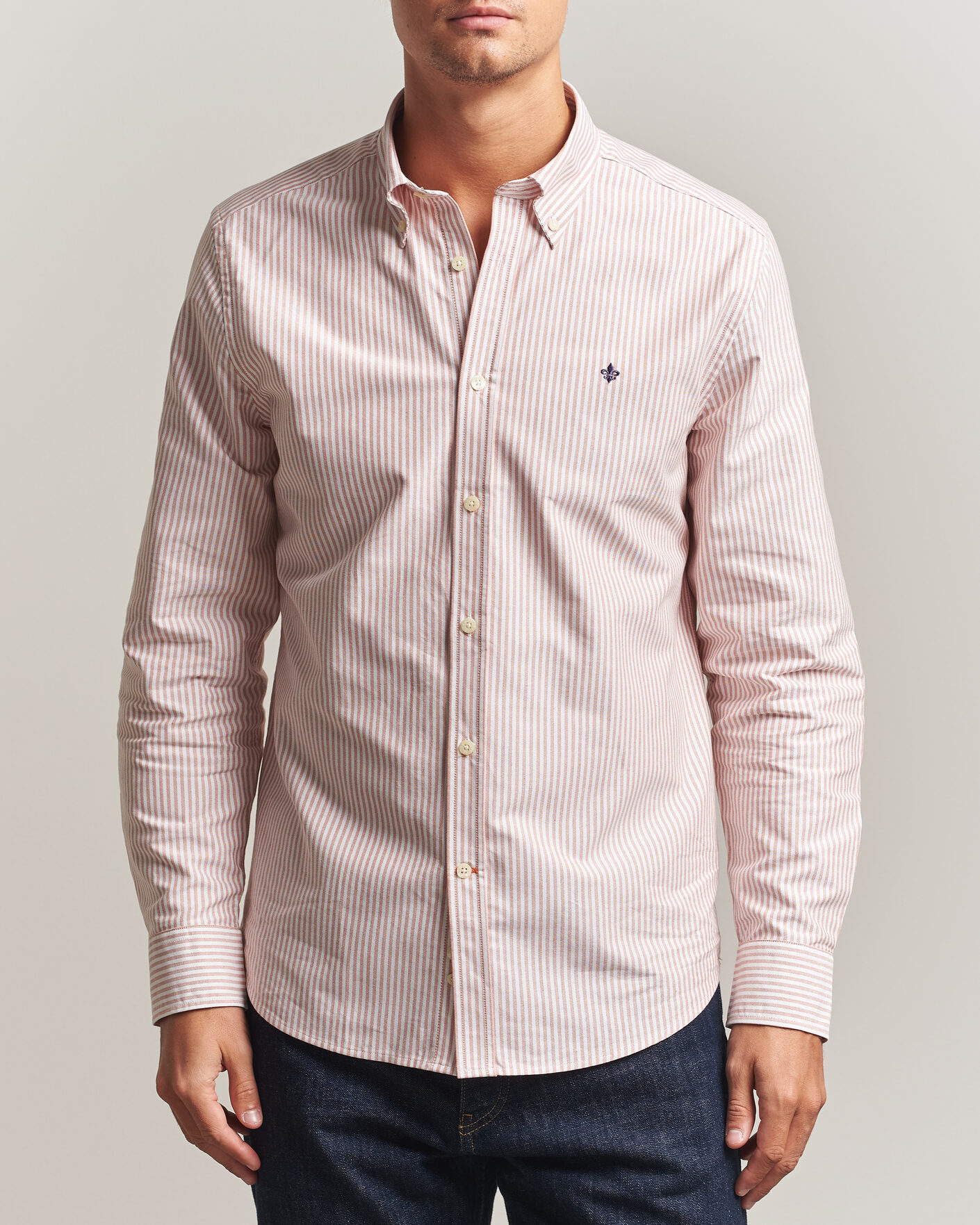 Heren | Overhemden | Morris | Douglas Oxford Stripe Shirt Orange
