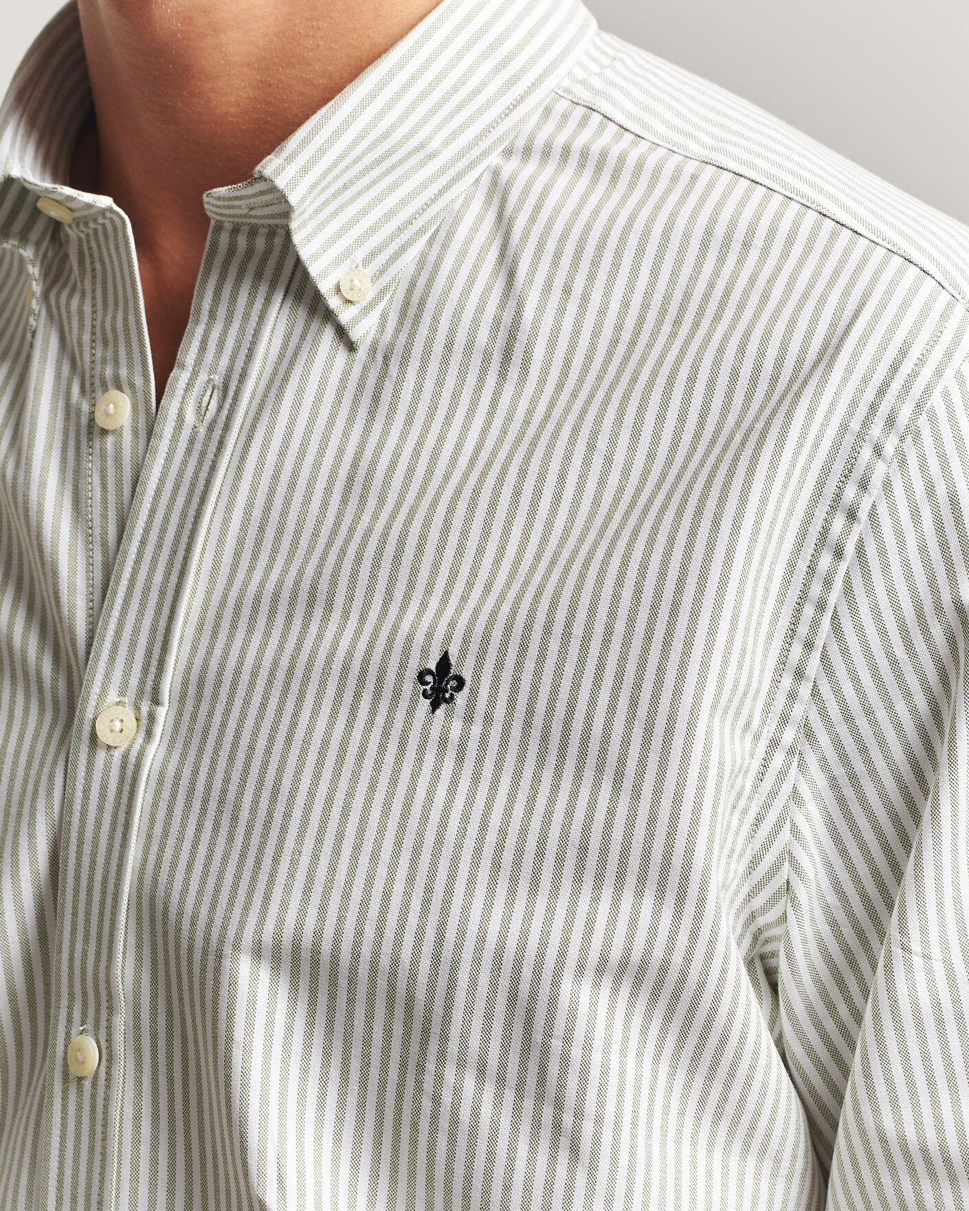 Heren | Overhemden | Morris | Douglas Oxford Stripe Shirt Olive