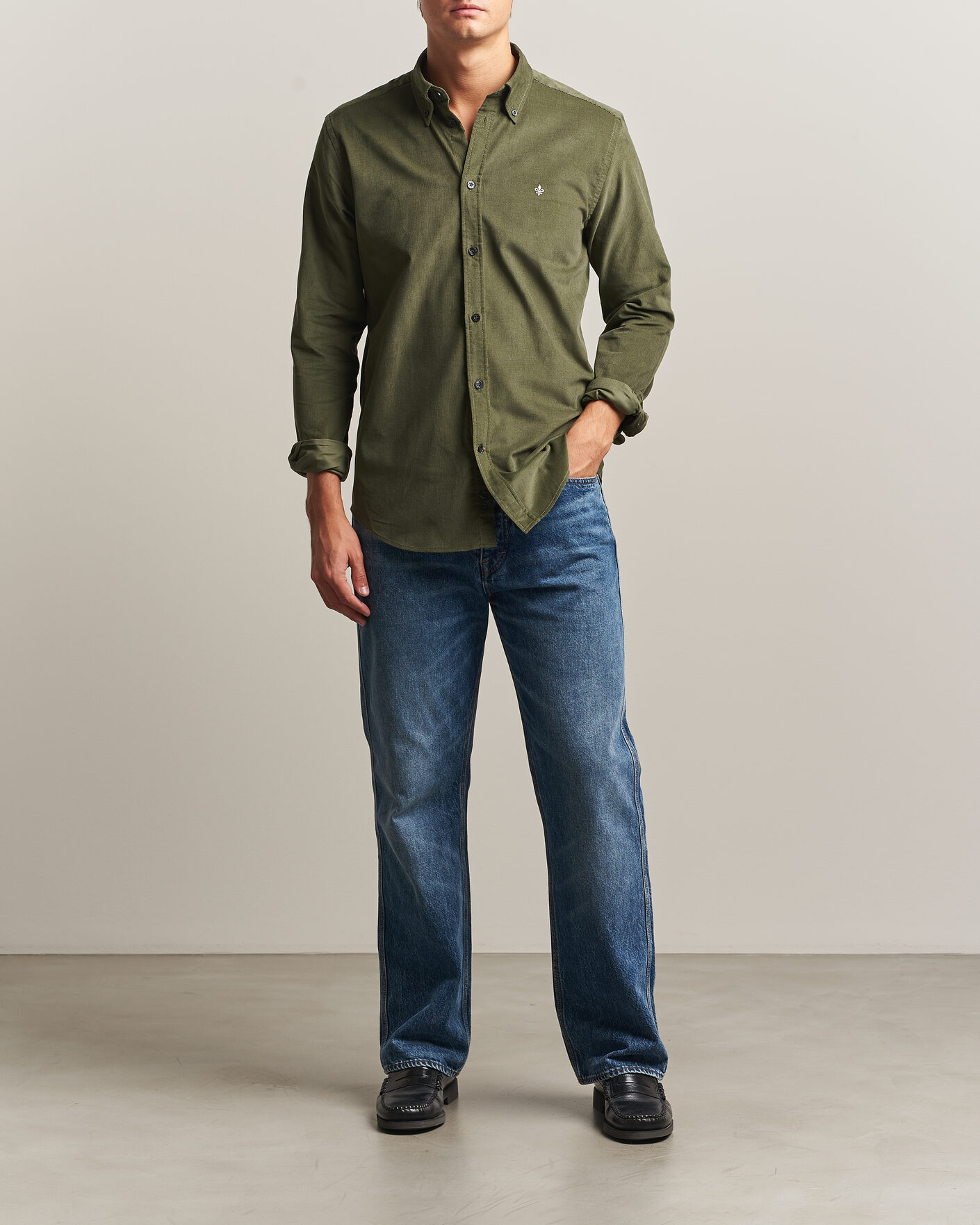 Heren | Overhemden | Morris | Douglas Cord Shirt Olive