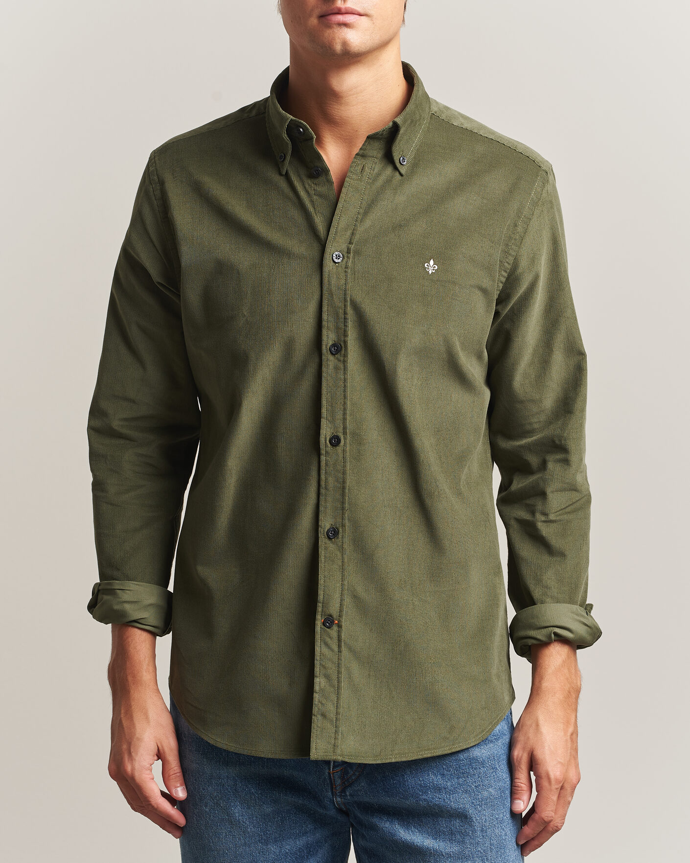 Heren | Overhemden | Morris | Douglas Cord Shirt Olive
