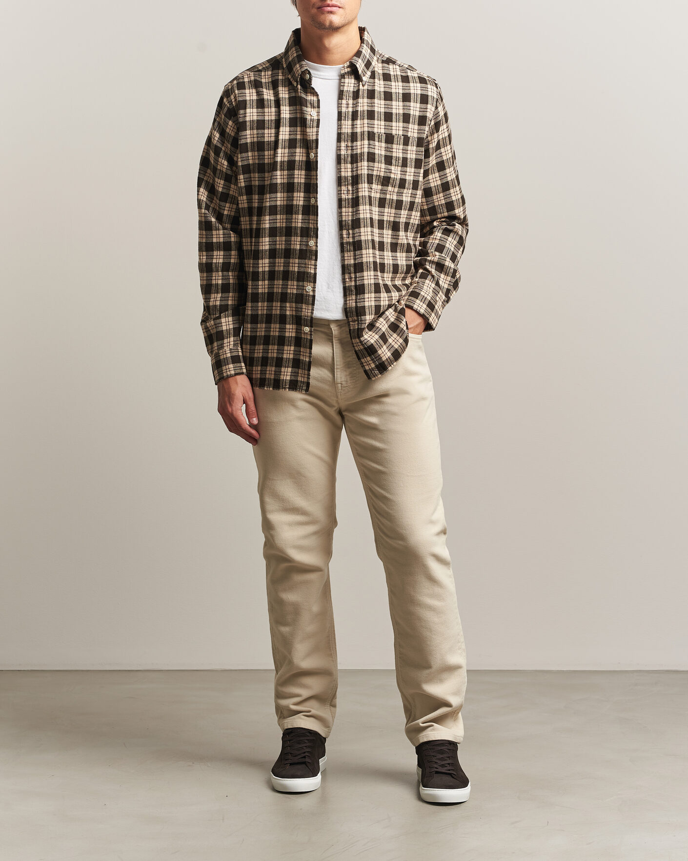Heren | Broeken | Morris | James Winter Twill 5-Pocket Pants Off White