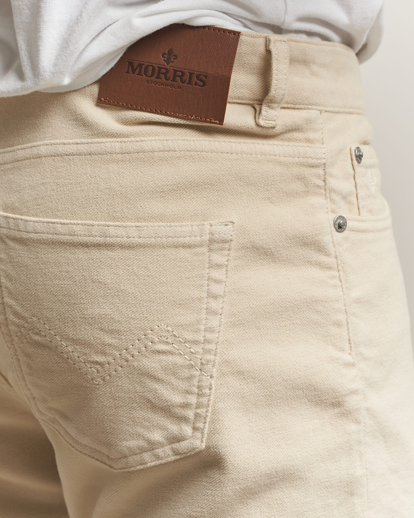 Heren | Broeken | Morris | James Winter Twill 5-Pocket Pants Off White