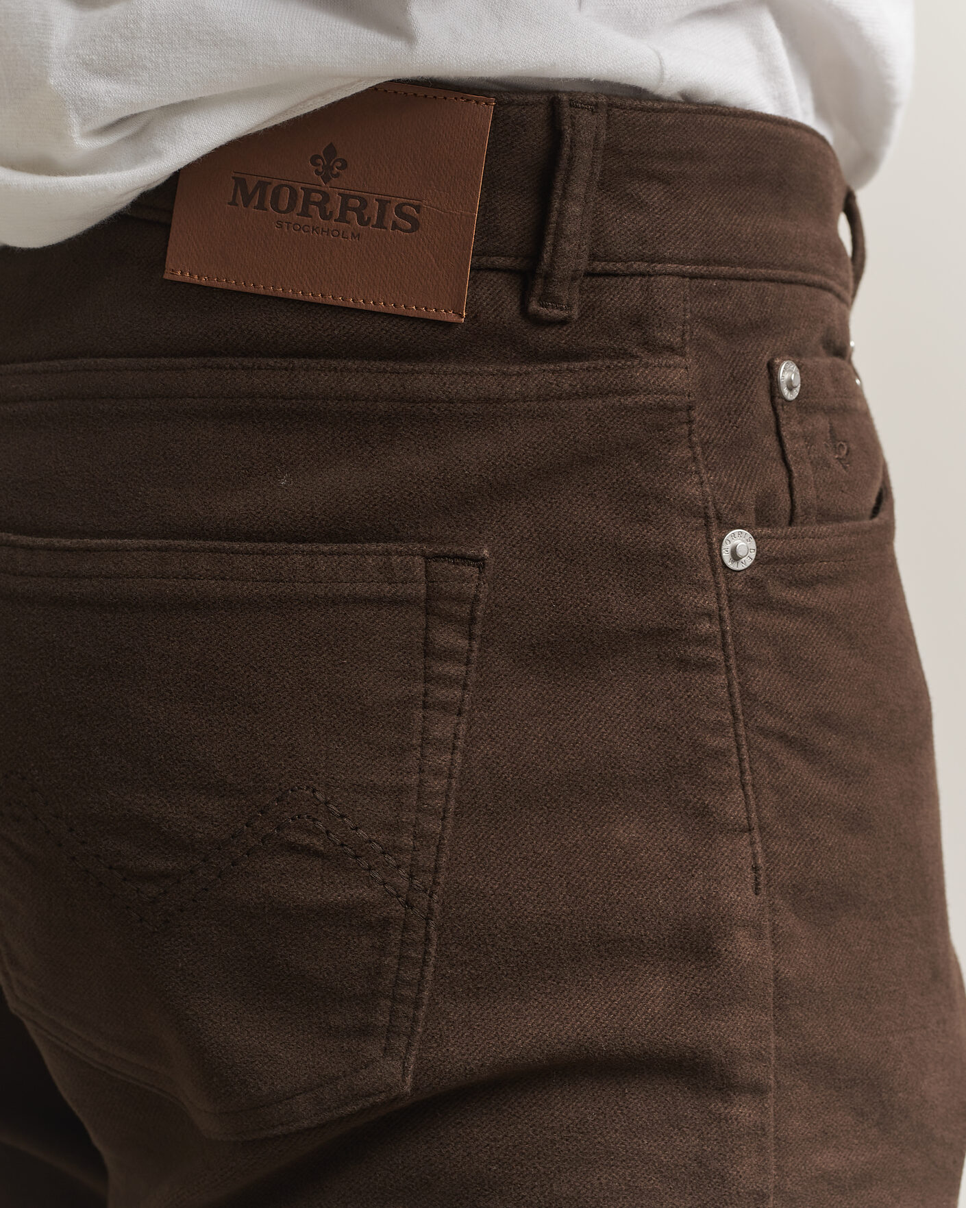 Heren | Broeken | Morris | James Winter Twill 5-Pocket Pants Brown