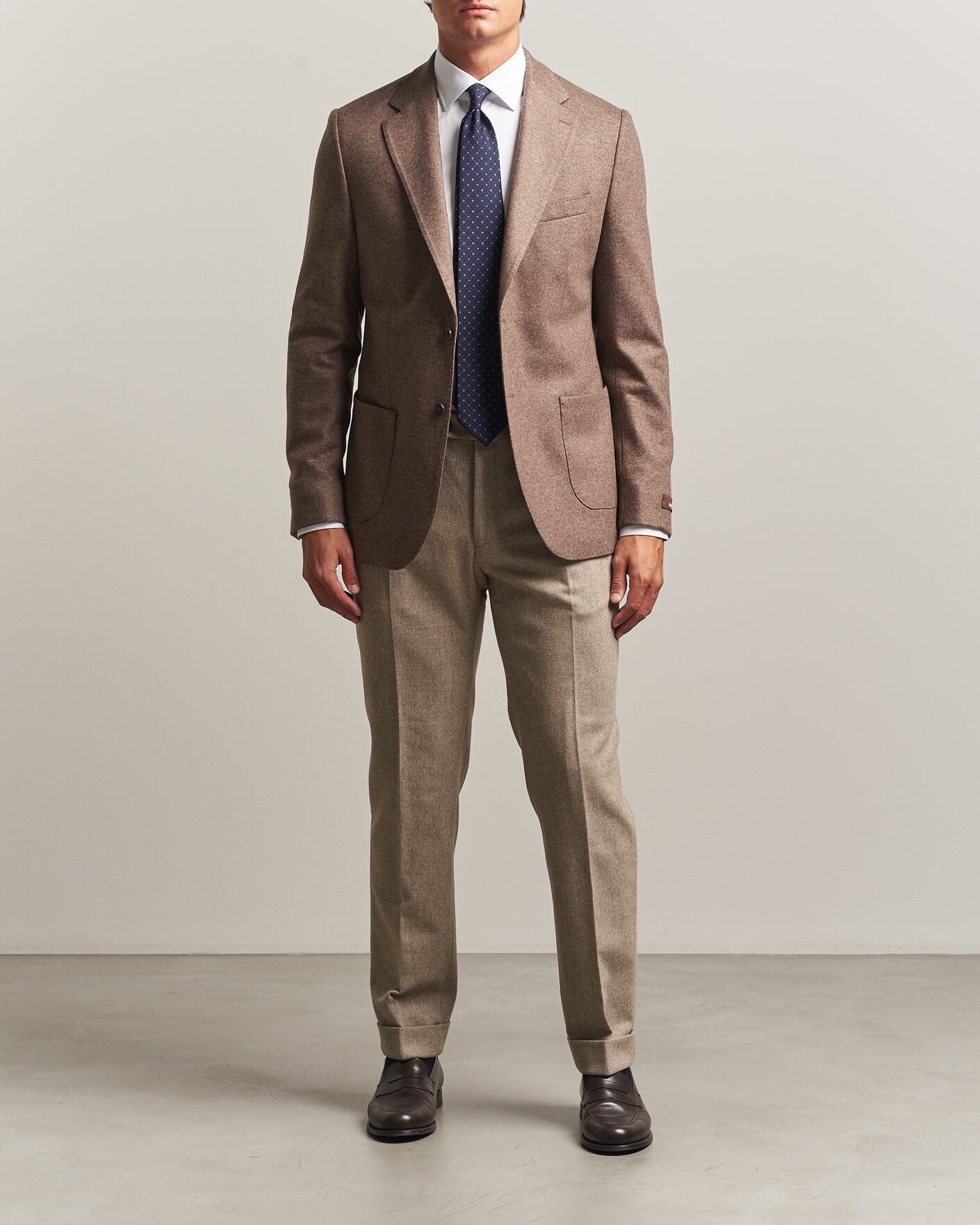 Heren | Broeken | Morris | Flannel Suit Trousers Khaki