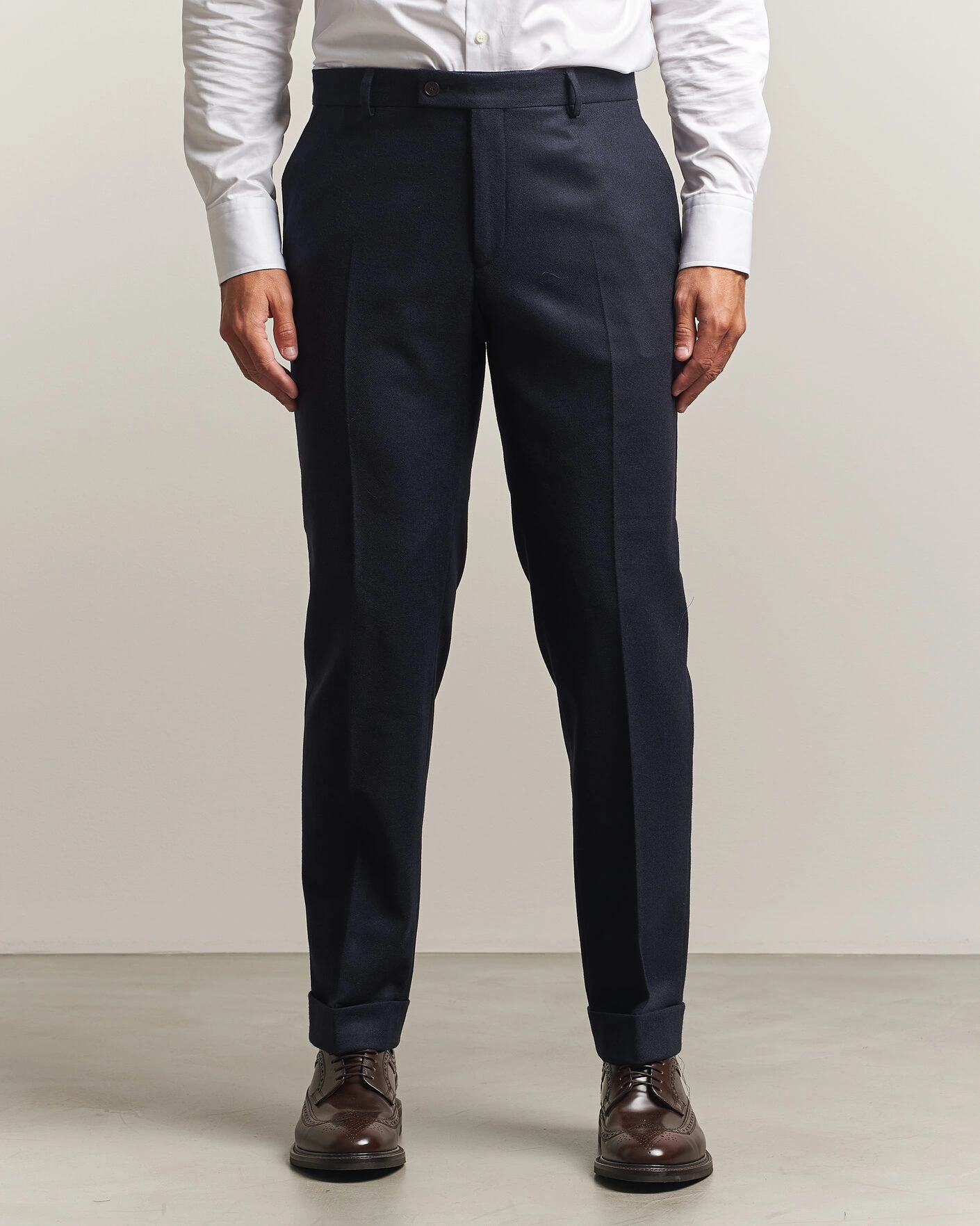 Heren | Broeken | Morris | Flannel Suit Trousers Navy