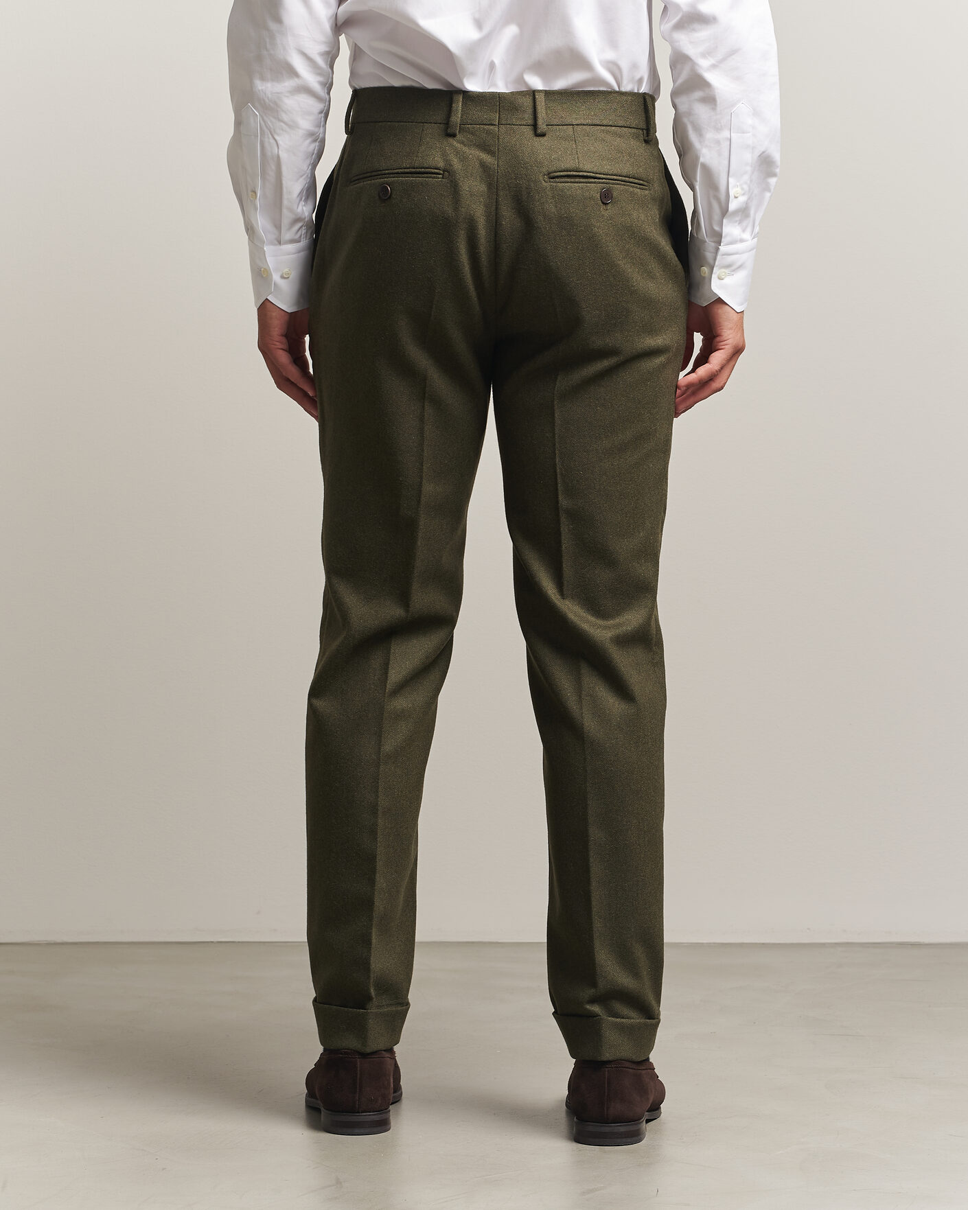 Heren | Broeken | Morris | Flannel Suit Trousers Green