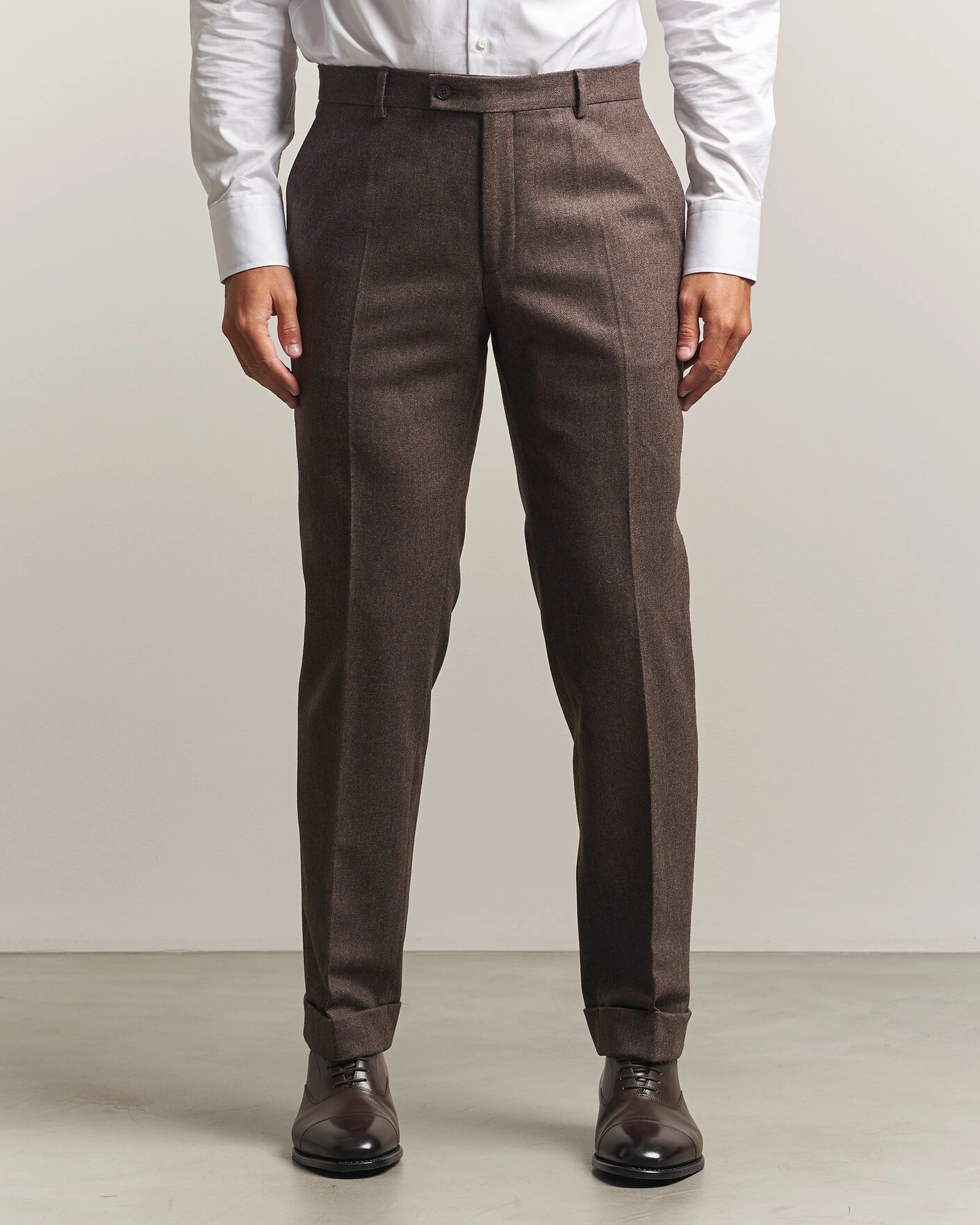 Heren | Broeken | Morris | Flannel Suit Trousers Brown