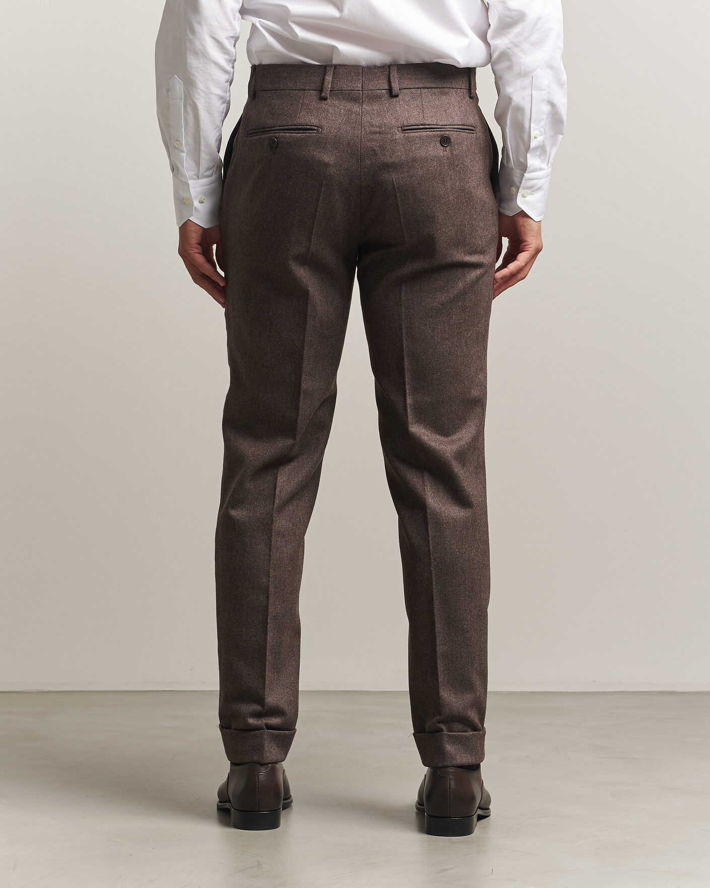 Heren | Broeken | Morris | Flannel Suit Trousers Brown