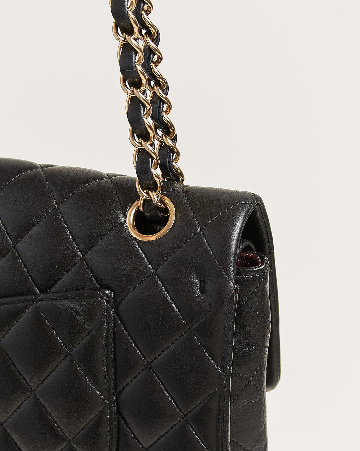 Heren | Chanel Pre-Owned Classic Medium Double Flap Bag Lambskin Black | Chanel Pre-Owned | Classic Medium Double Flap Bag Lambskin Black
