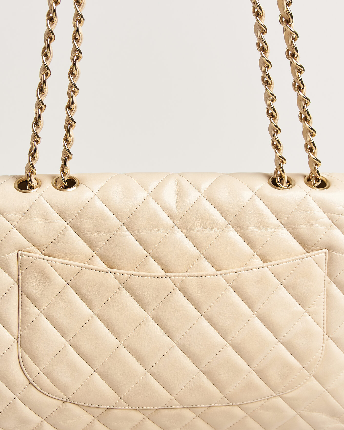 Heren | Chanel Pre-Owned Classic Jumbo Single Flap Bag Lambskin Beige | Chanel Pre-Owned | Classic Jumbo Single Flap Bag Lambskin Beige