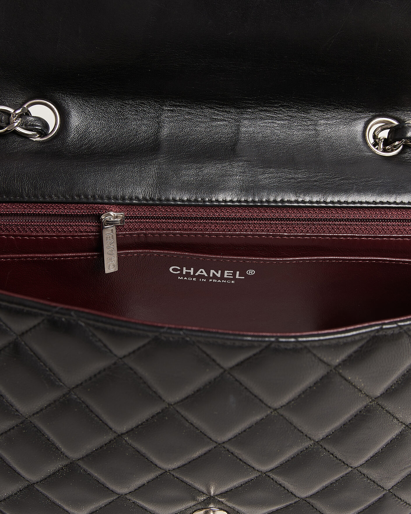 Heren | Chanel Pre-Owned Classic Jumbo Single Flap Bag Lambskin Black | Chanel Pre-Owned | Classic Jumbo Single Flap Bag Lambskin Black