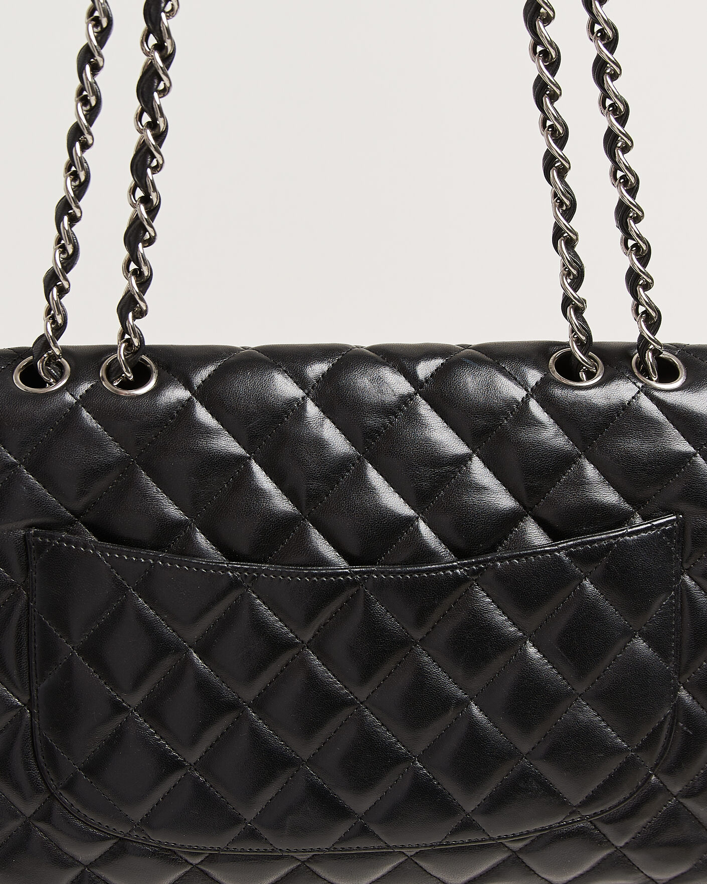 Heren | Chanel Pre-Owned Classic Jumbo Single Flap Bag Lambskin Black | Chanel Pre-Owned | Classic Jumbo Single Flap Bag Lambskin Black