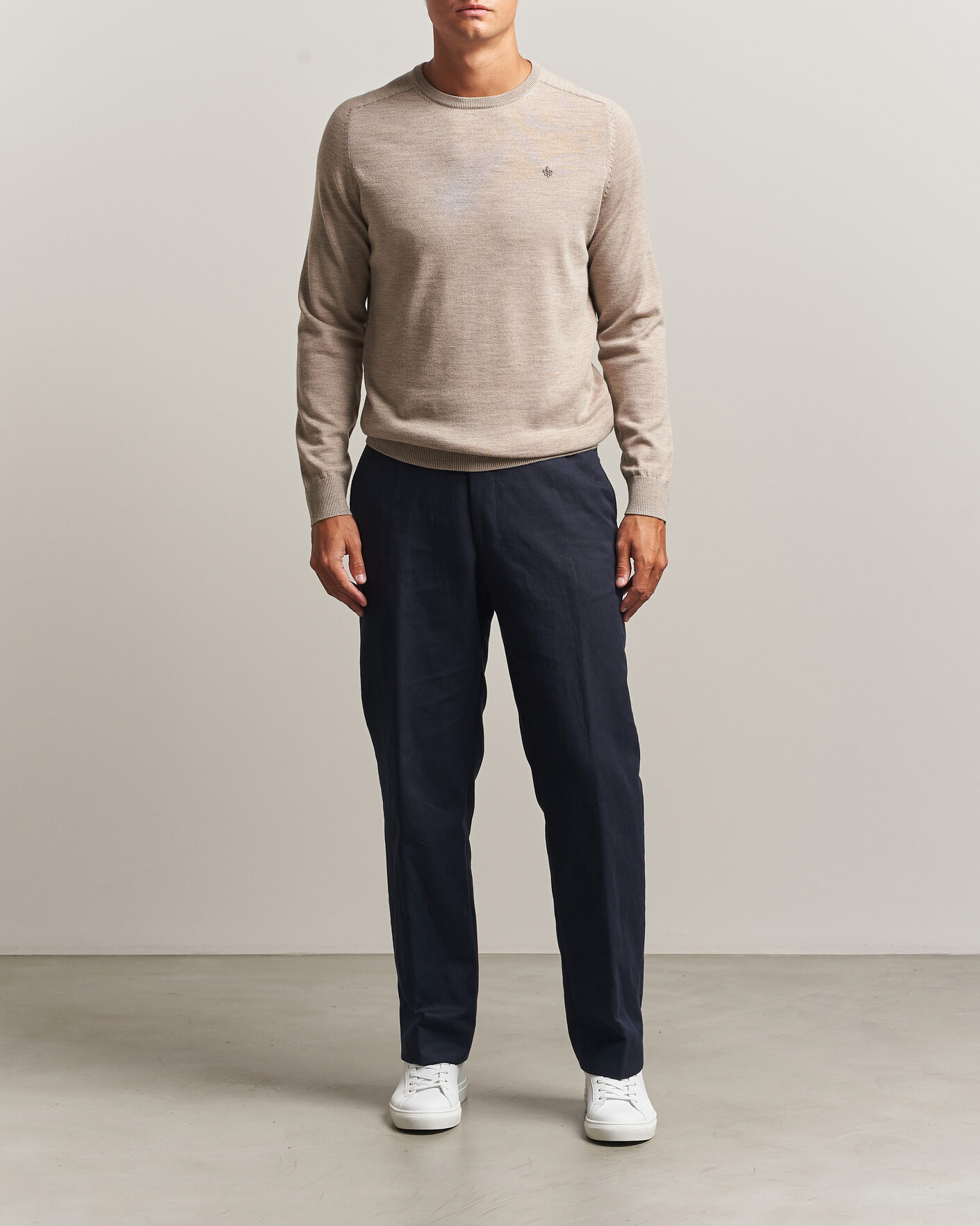 Heren | Truien | Morris | Merino O-Neck Khaki