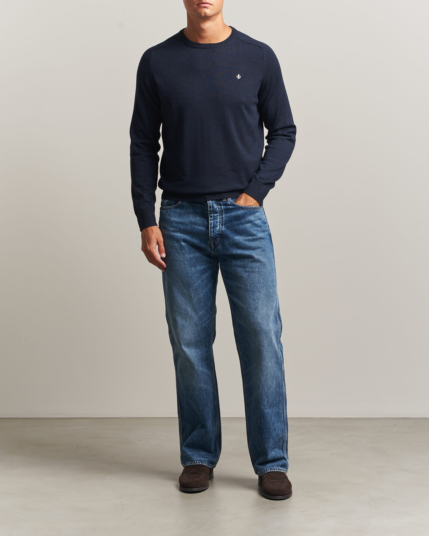 Heren | Truien | Morris | Merino O-Neck Navy
