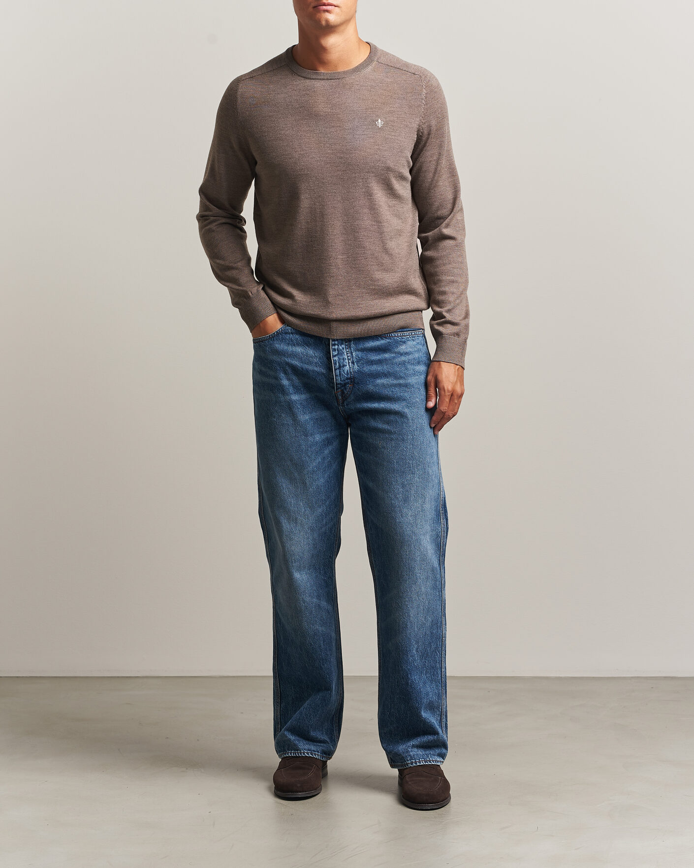 Heren | Truien | Morris | Merino O-Neck Brown