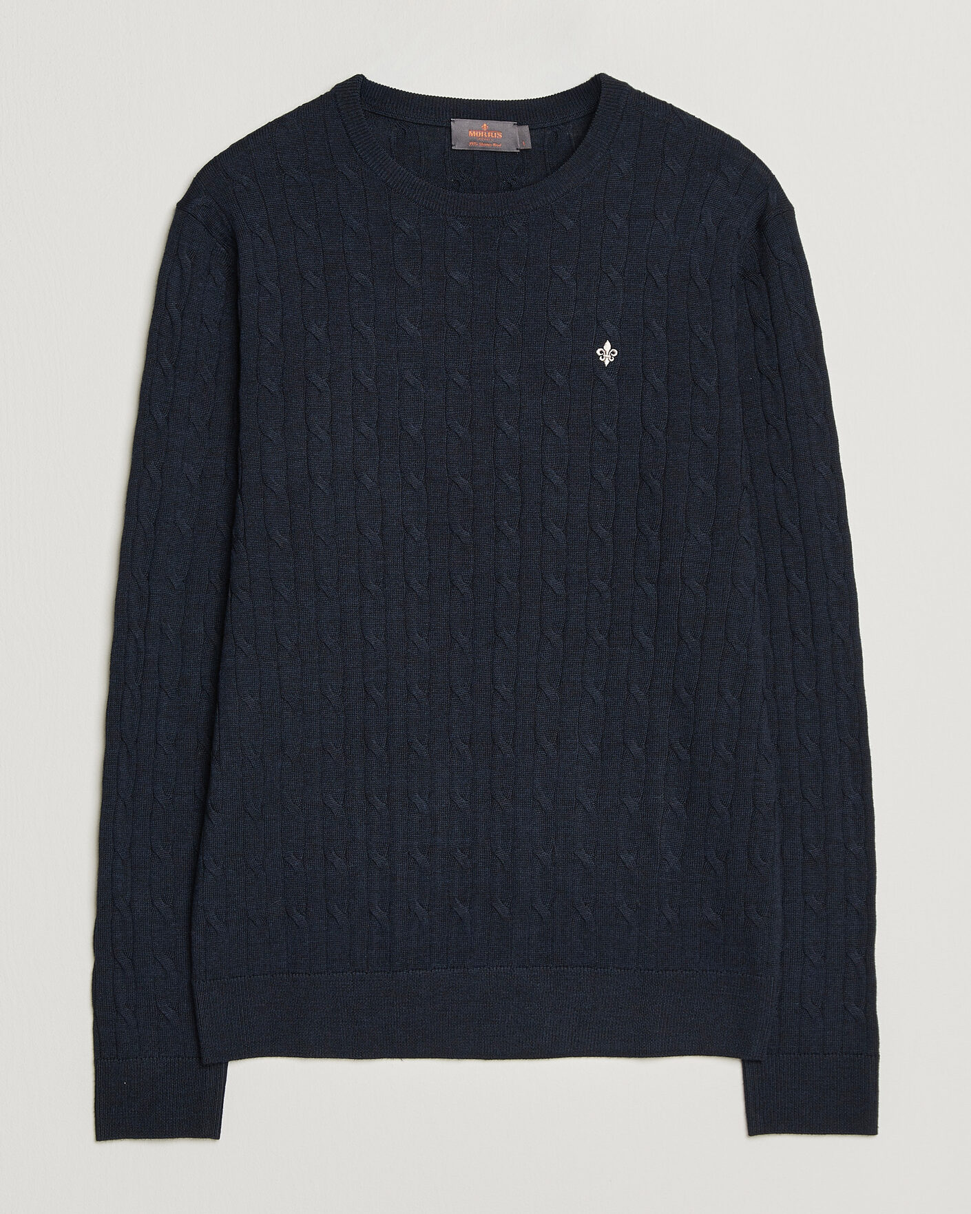 Heren | Truien | Morris | Merino Cable O-Neck Navy