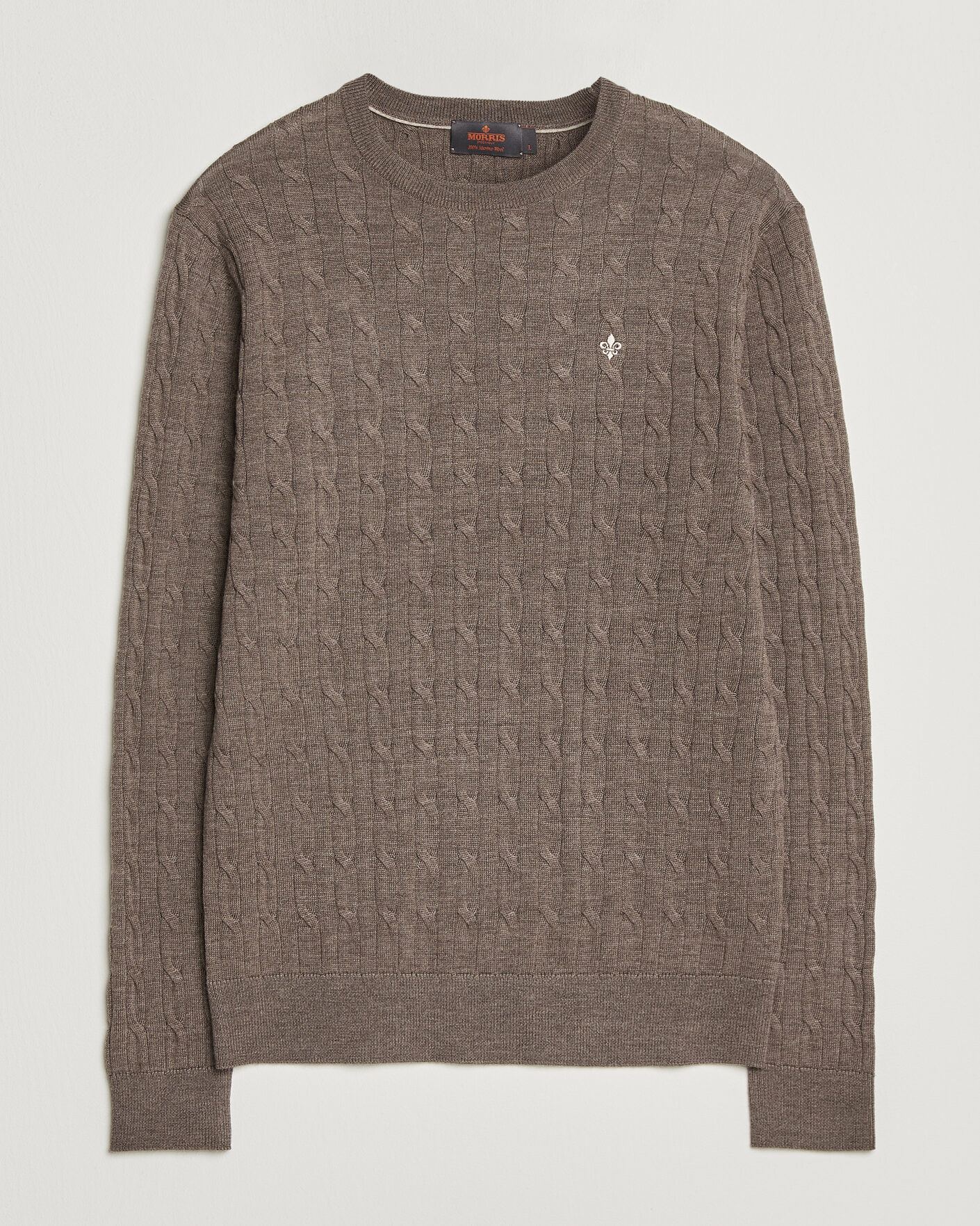 Heren | Truien | Morris | Merino Cable O-Neck Brown