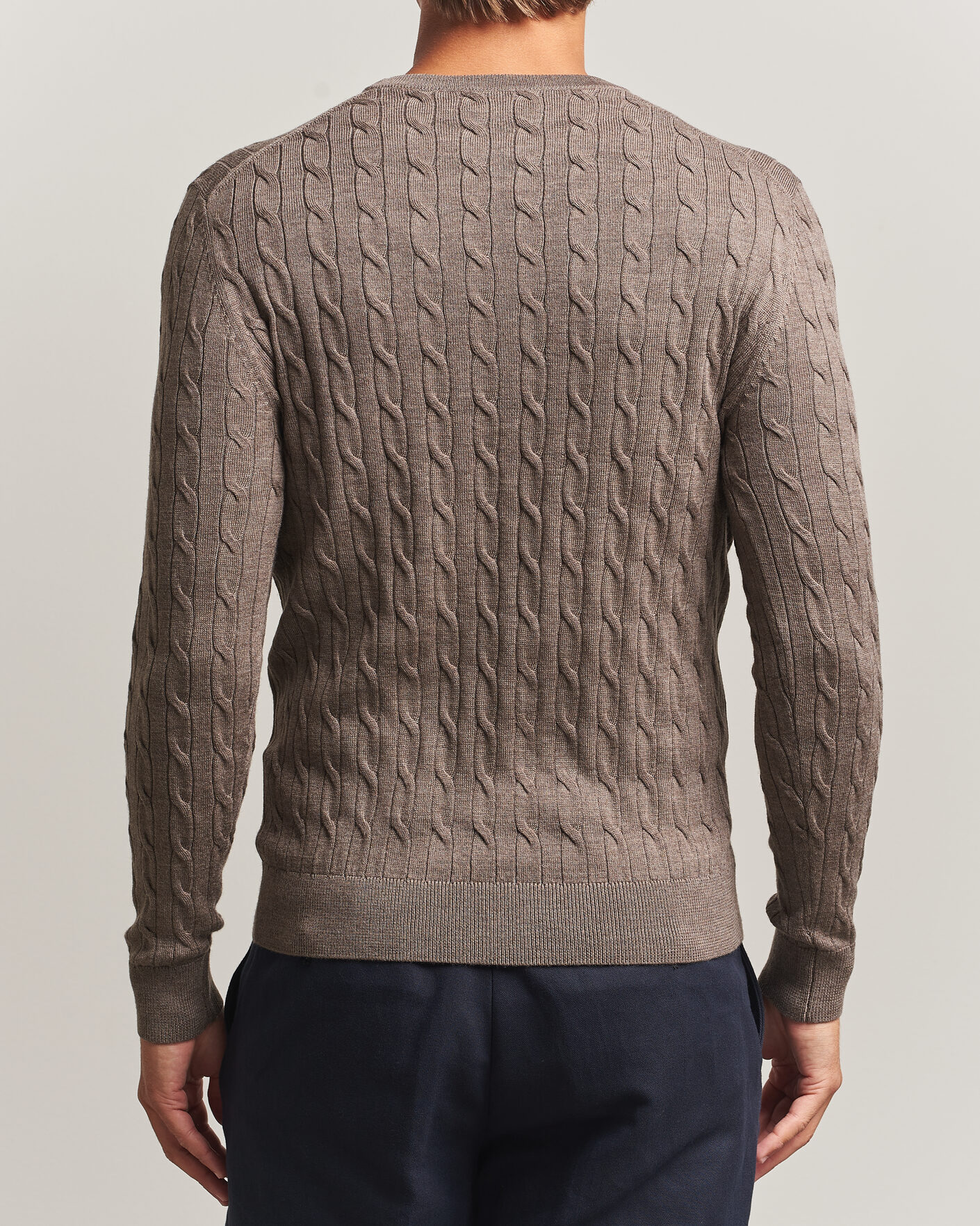 Heren | Truien | Morris | Merino Cable O-Neck Brown