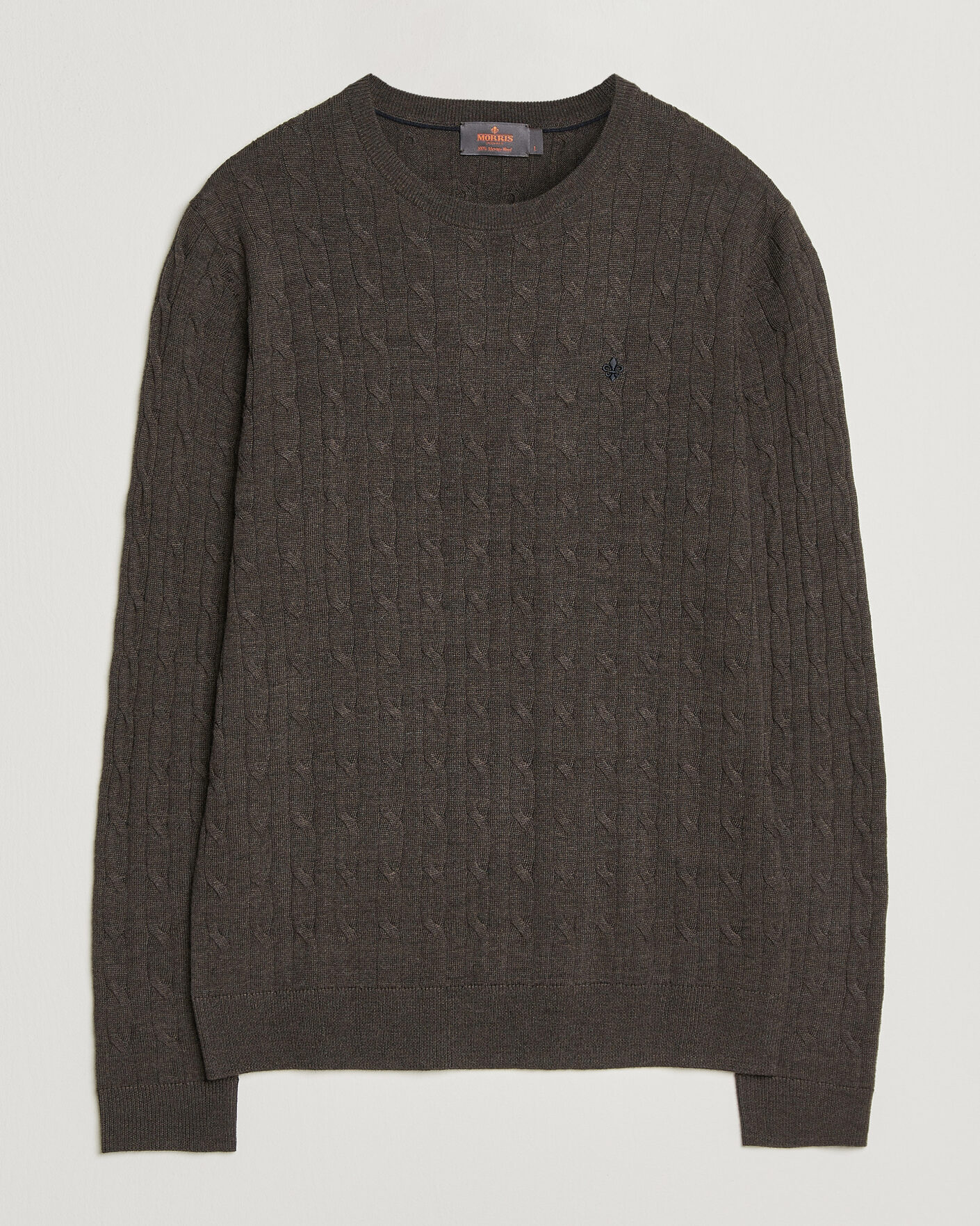 Heren | Truien | Morris | Merino Cable O-Neck Brown