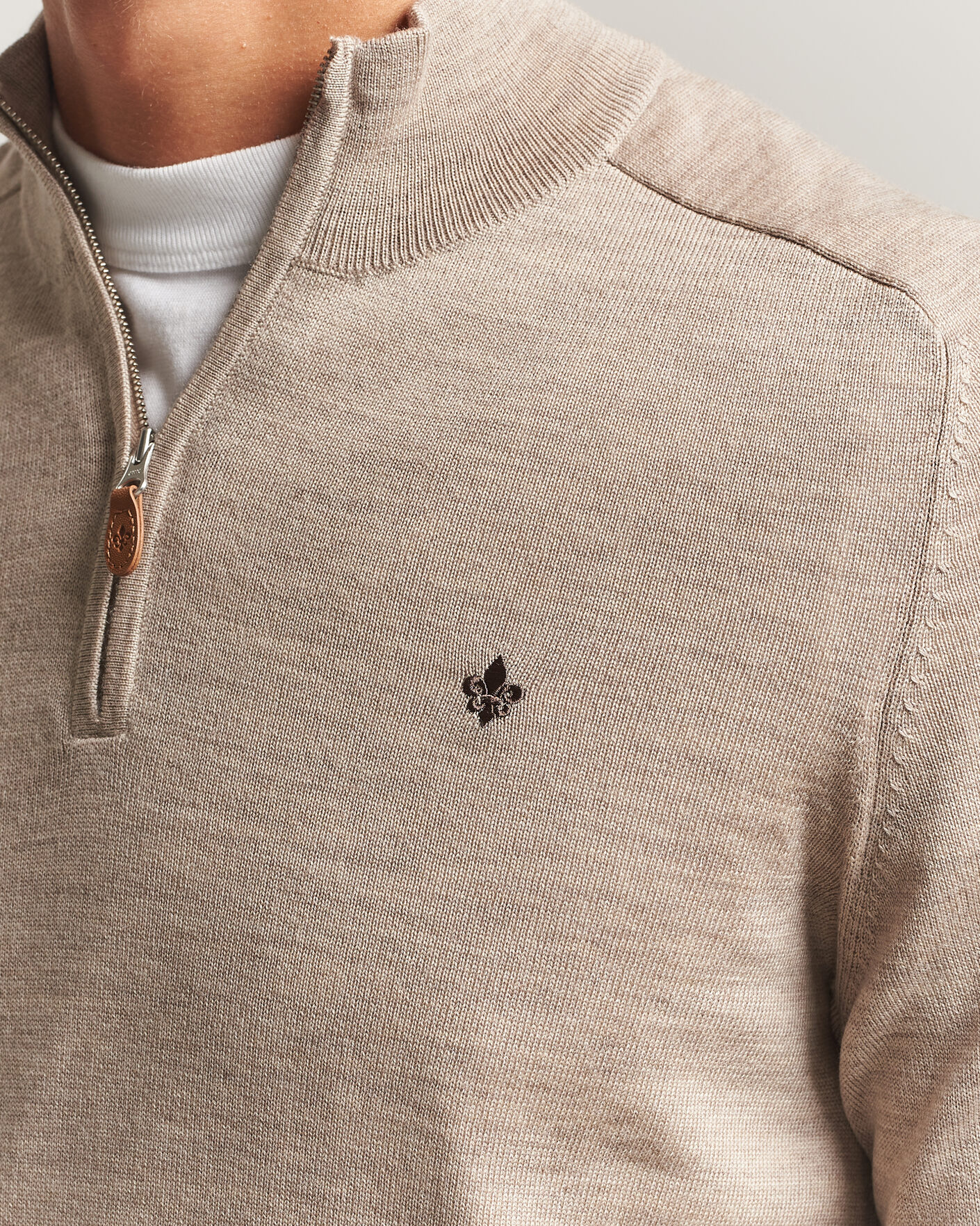 Heren | Truien | Morris | John Merino Half Zip Khaki